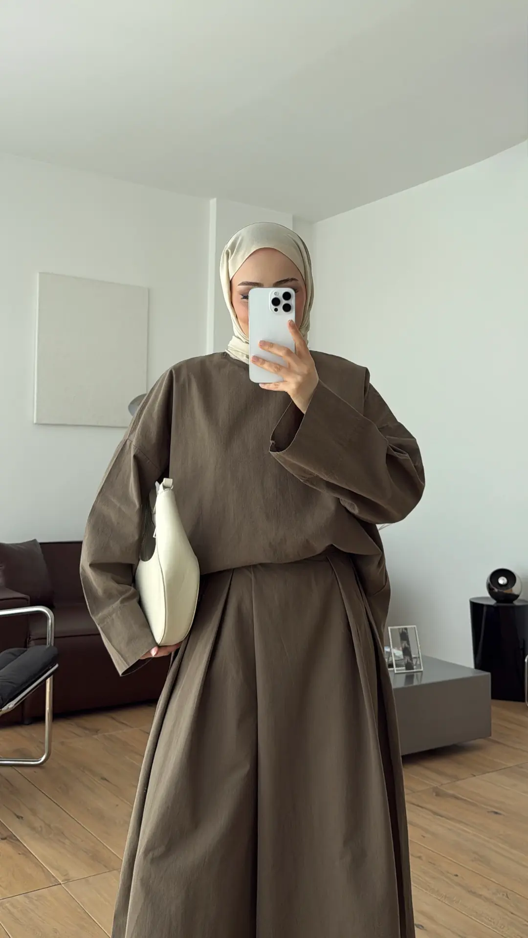 Oversize Keten Bluzlu Takım Haki