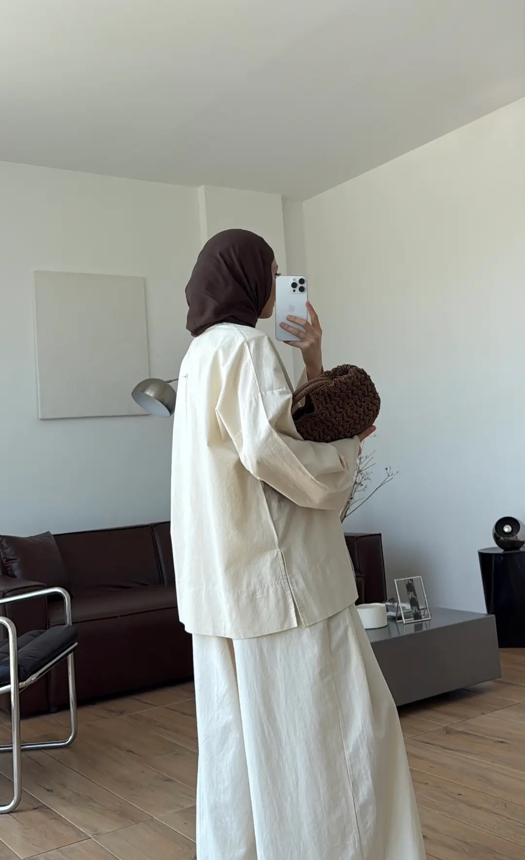 Oversize Keten Bluzlu Takım Natural