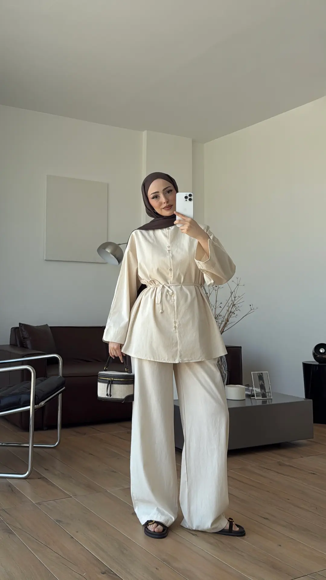Bisiklet Yaka Keten Takım Natural