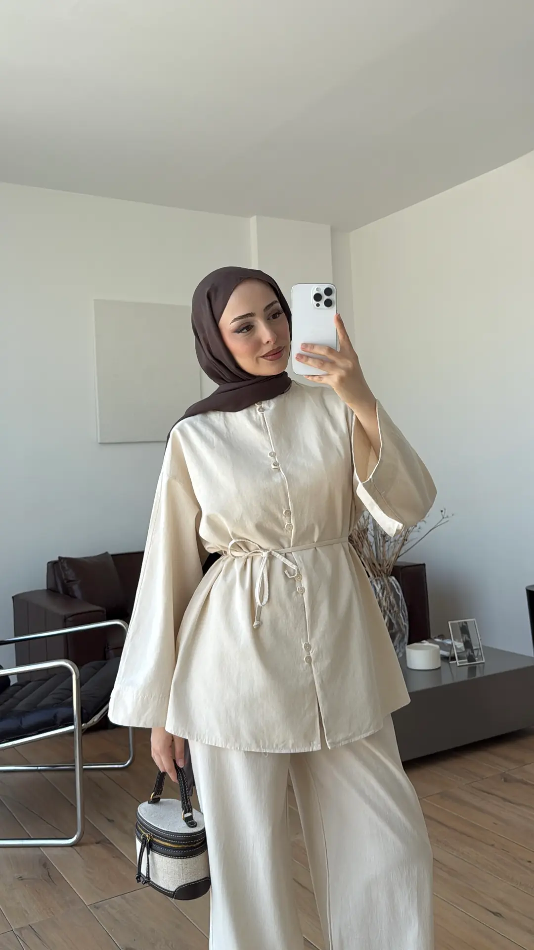 Bisiklet Yaka Keten Takım Natural