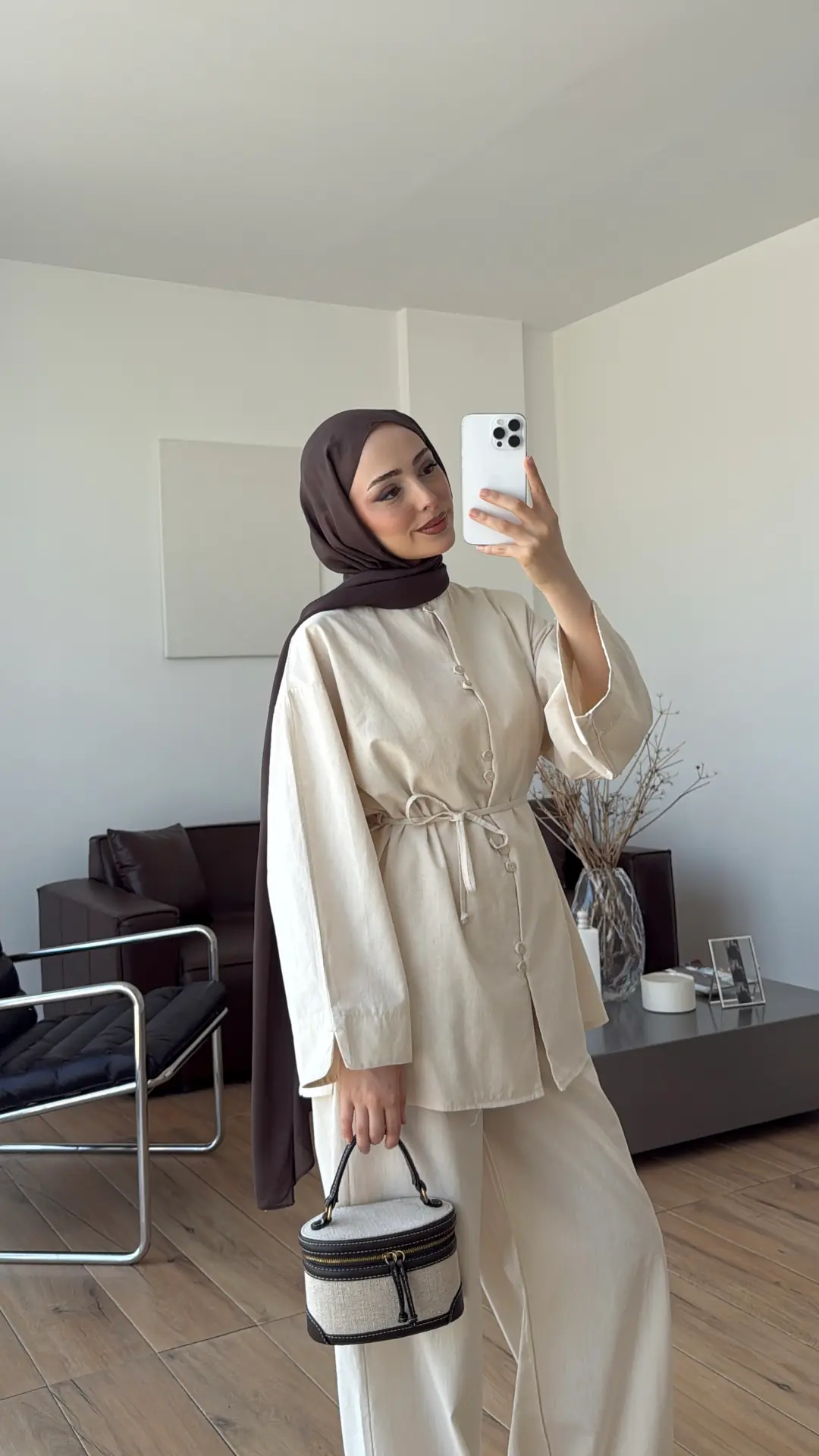 Bisiklet Yaka Keten Takım Natural