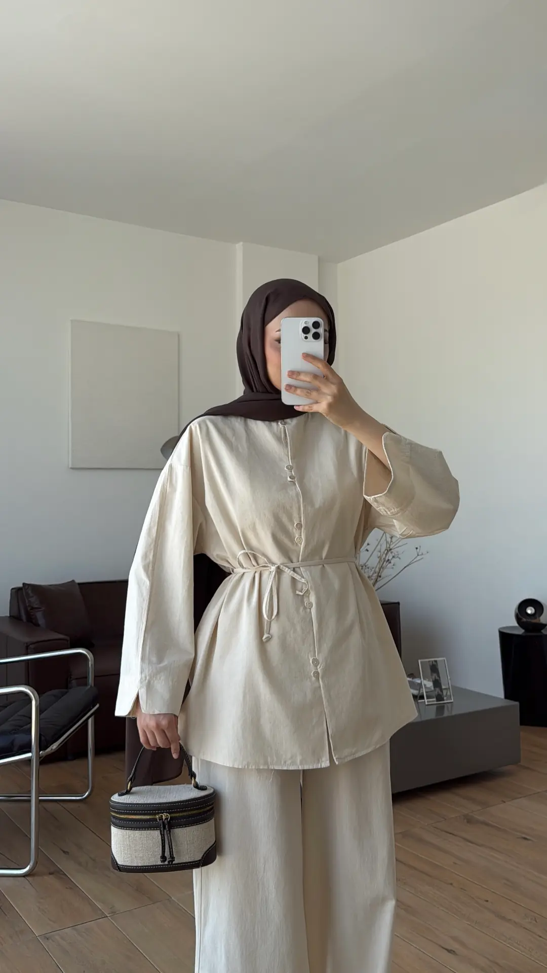 Bisiklet Yaka Keten Takım Natural