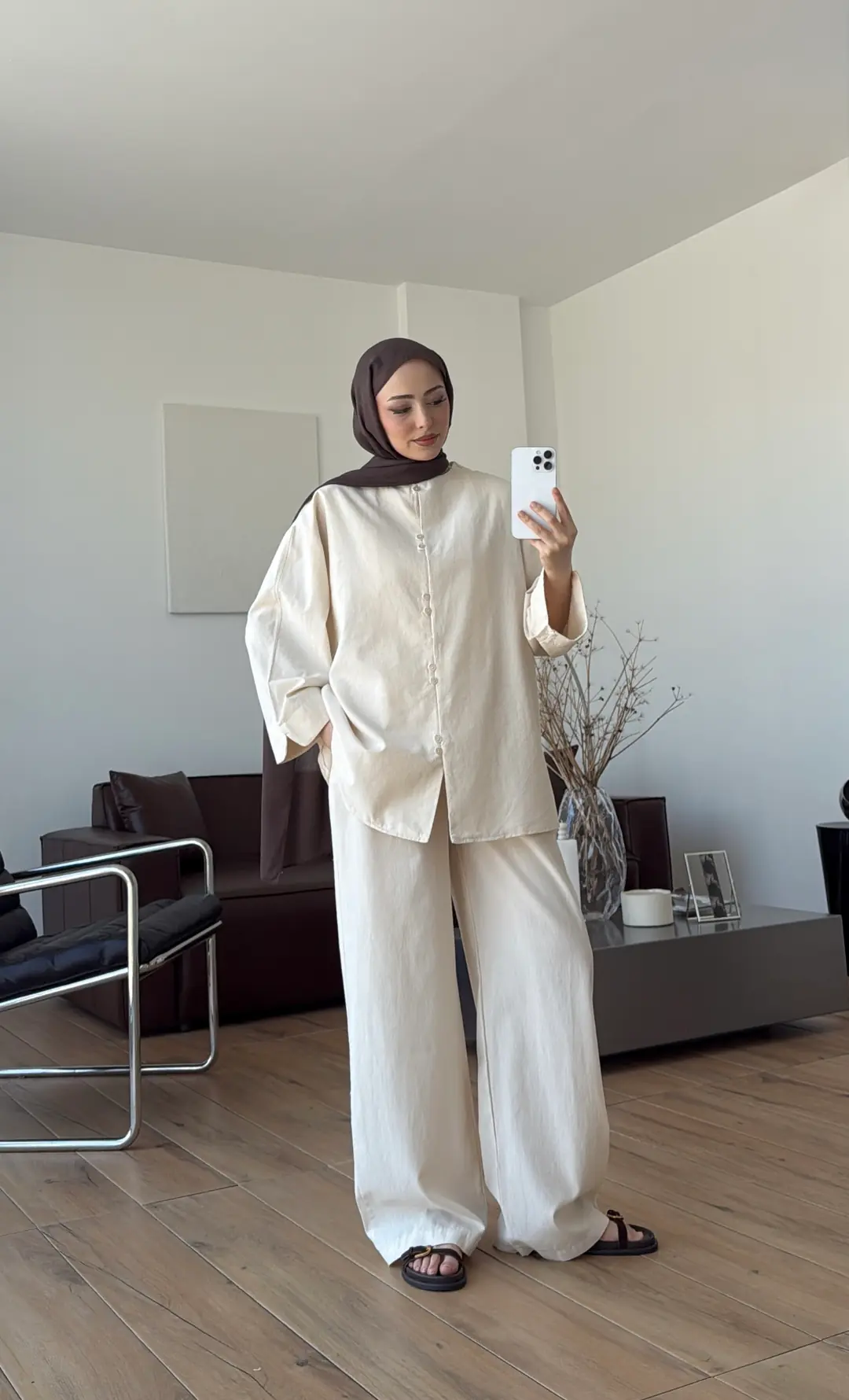 Bisiklet Yaka Keten Takım Natural