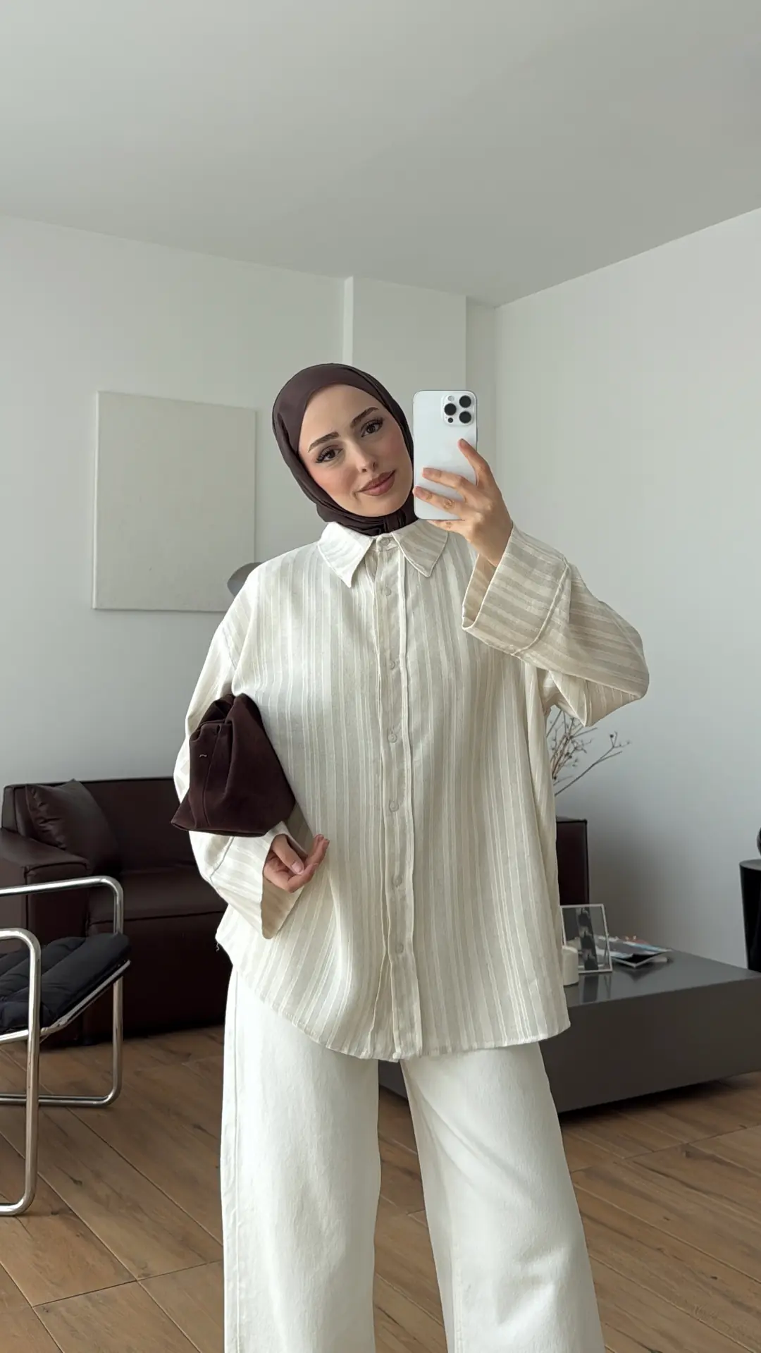 Bağcıklı Geçişli Gömlek Ekru