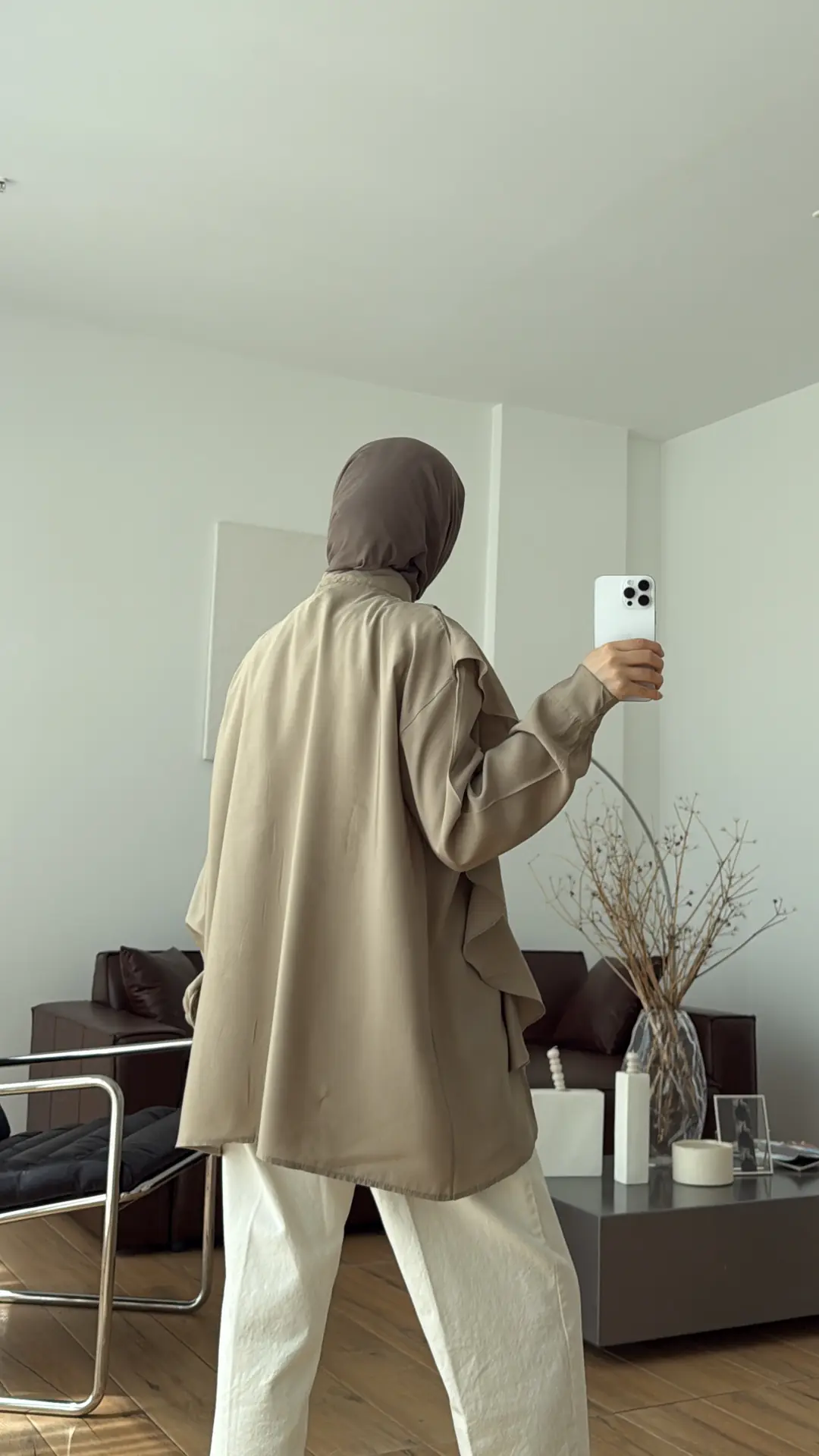 Volanlı Bağcıklı Gömlek Haki