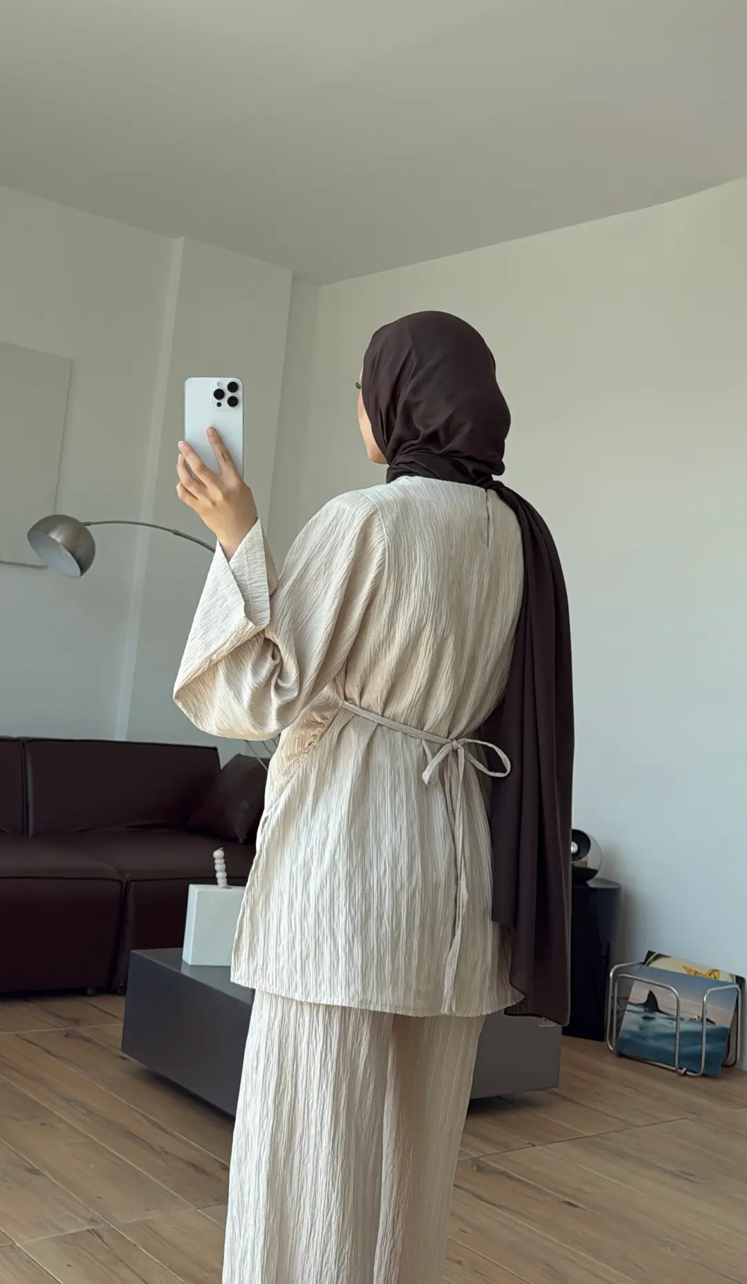 Çizgili Tunikli Takım Bej