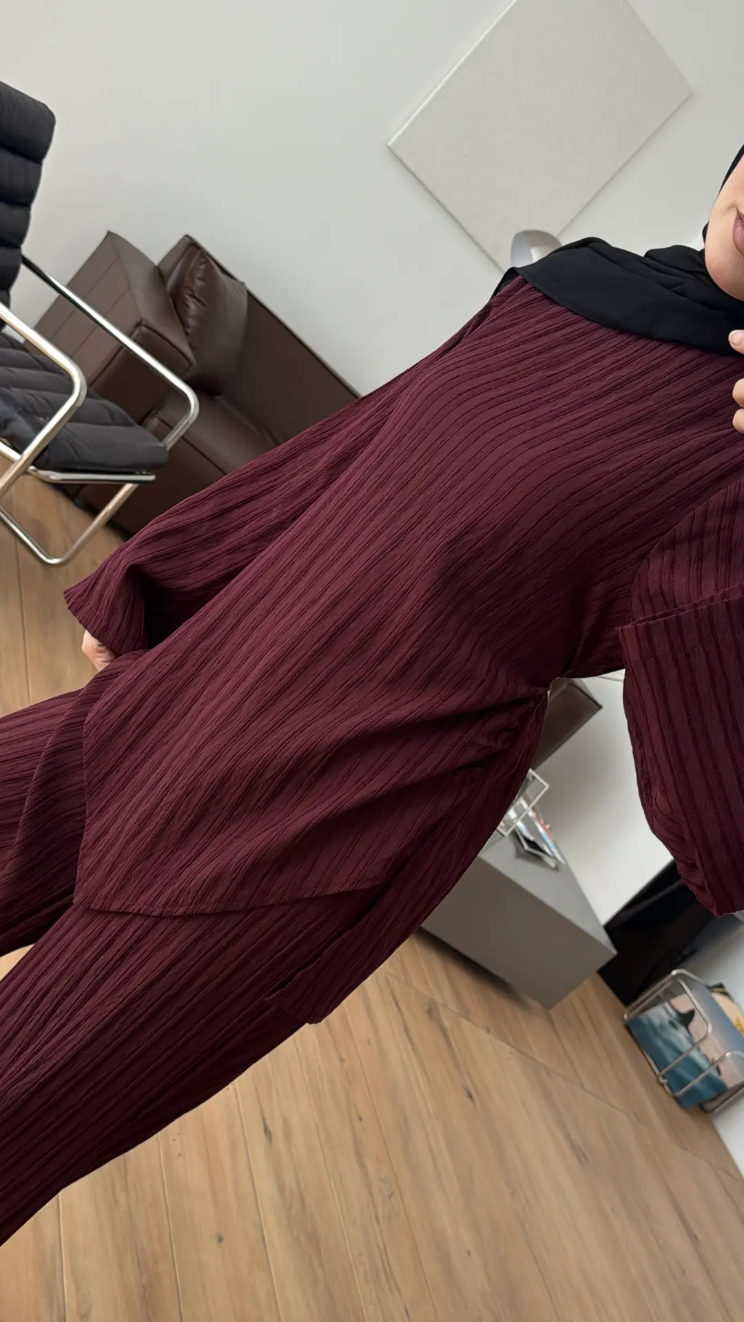 Çizgili Tunikli Takım Bordo