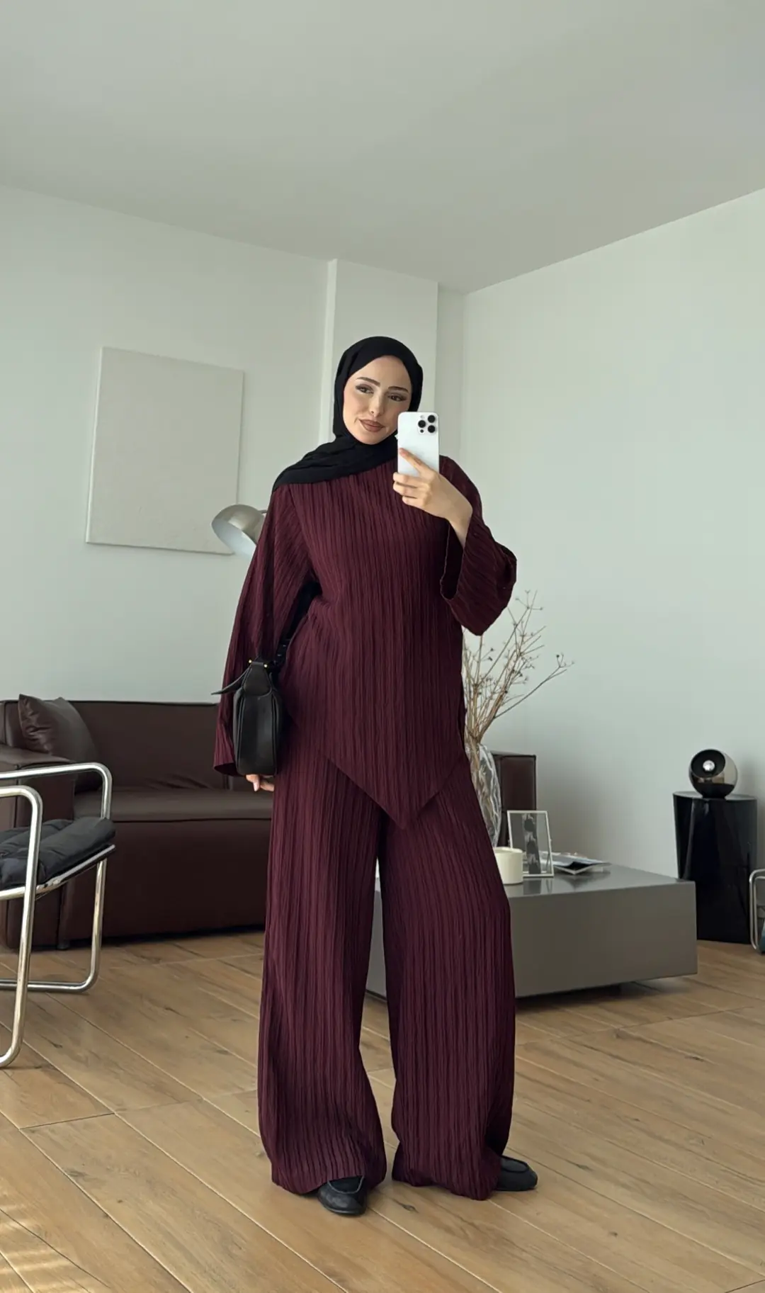 Çizgili Tunikli Takım Bordo