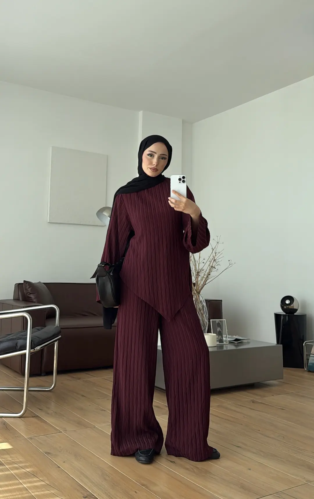 Çizgili Tunikli Takım Bordo