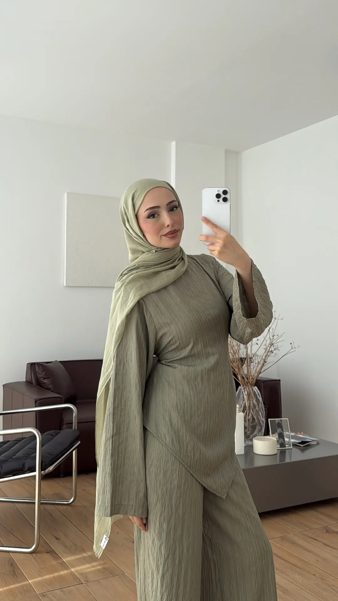 Çizgili Tunikli Takım Çağla Yeşili