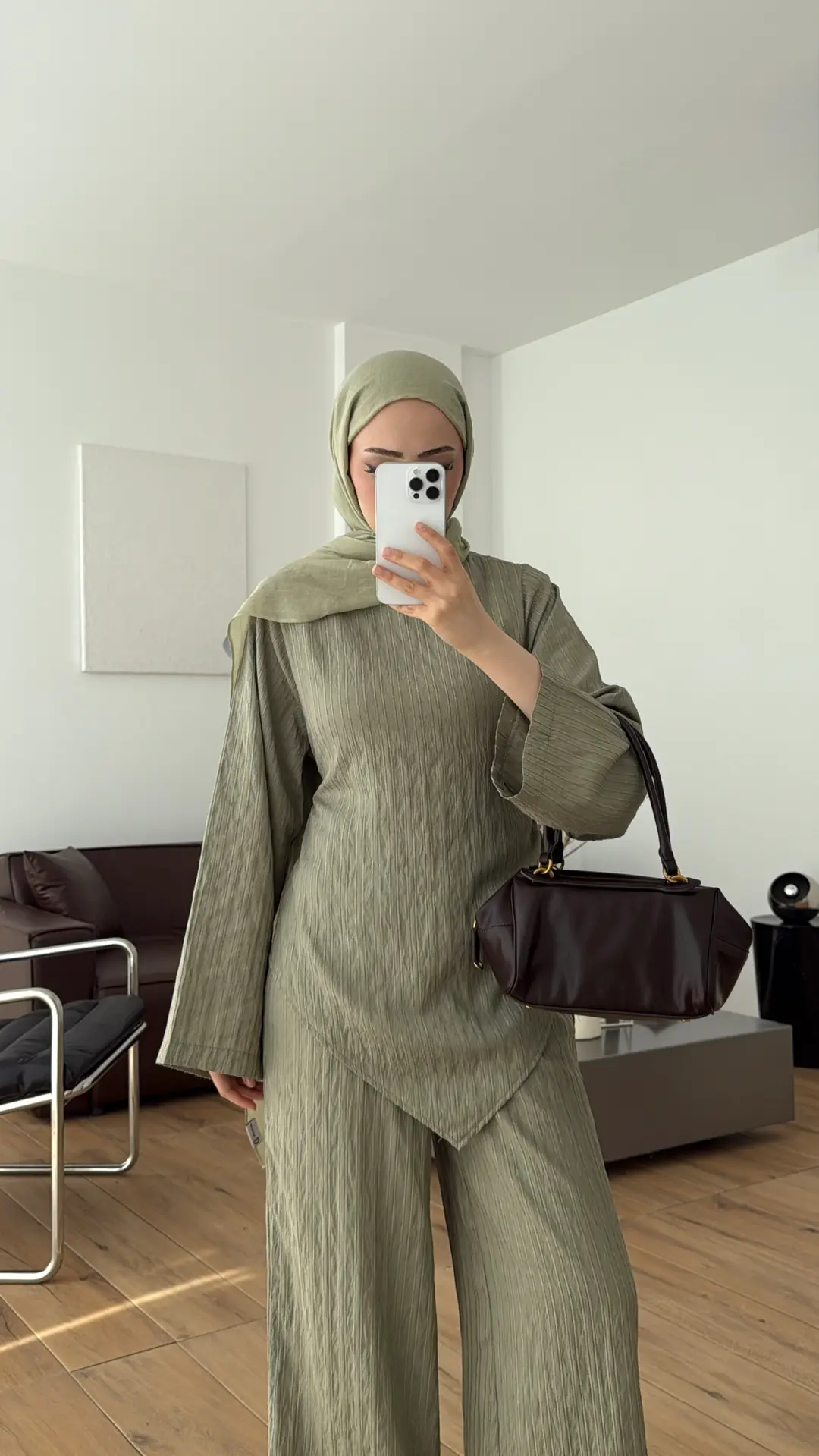 Çizgili Tunikli Takım Çağla Yeşili