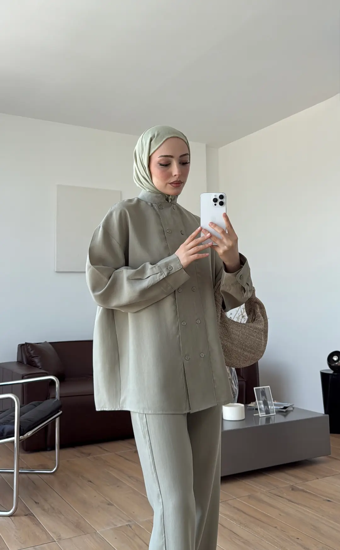 Kruvaze Detay Takım Acık Yeşil