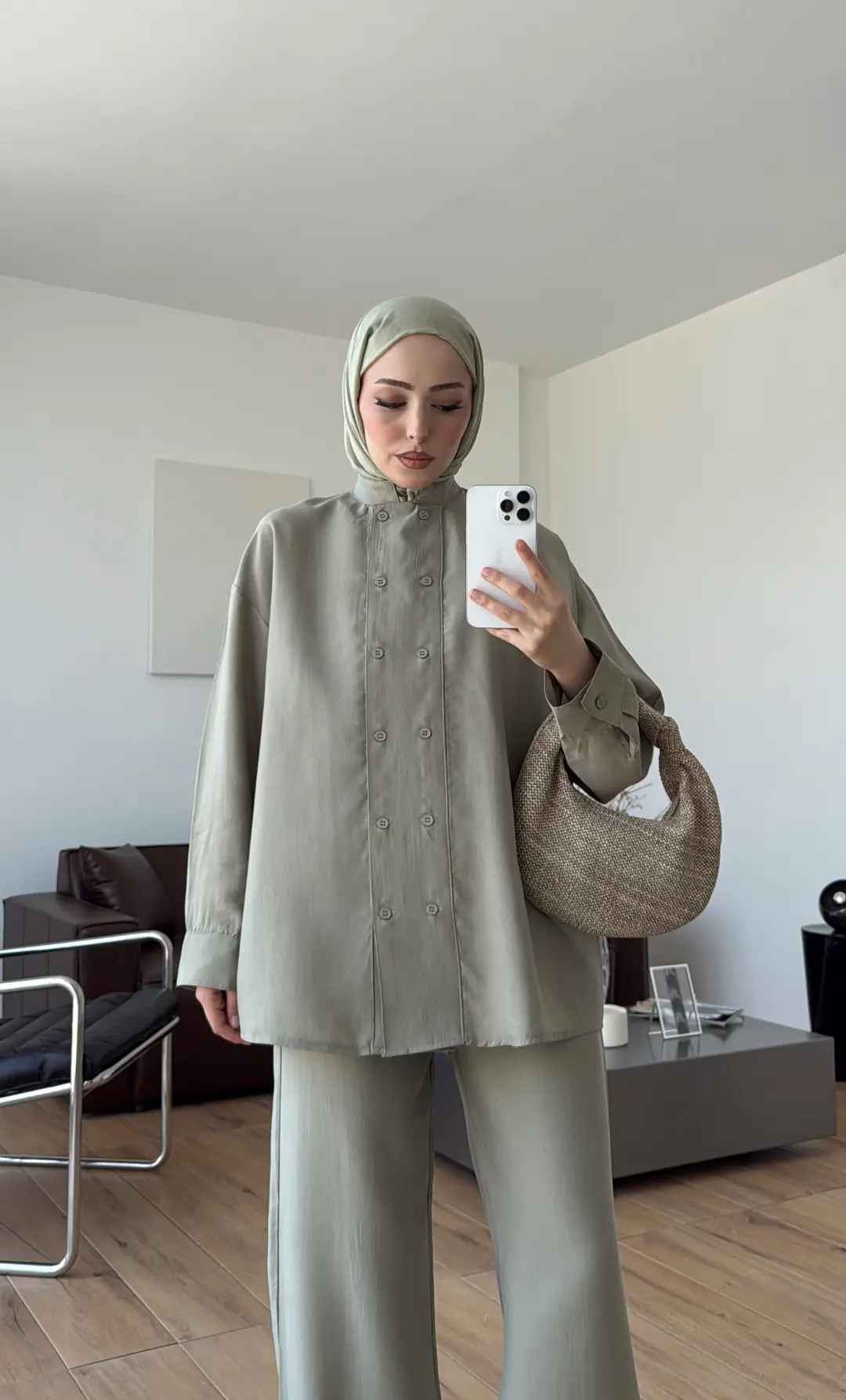 Kruvaze Detay Takım Acık Yeşil
