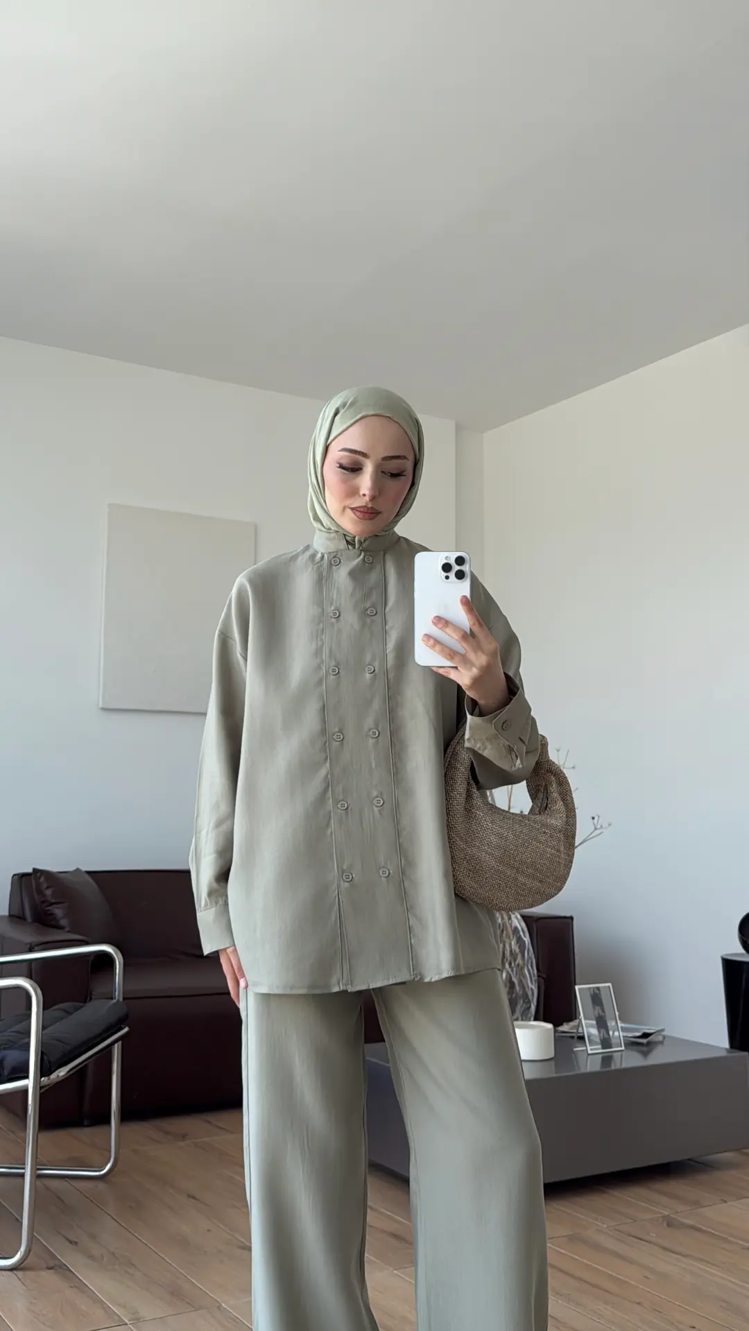Kruvaze Detay Takım Acık Yeşil