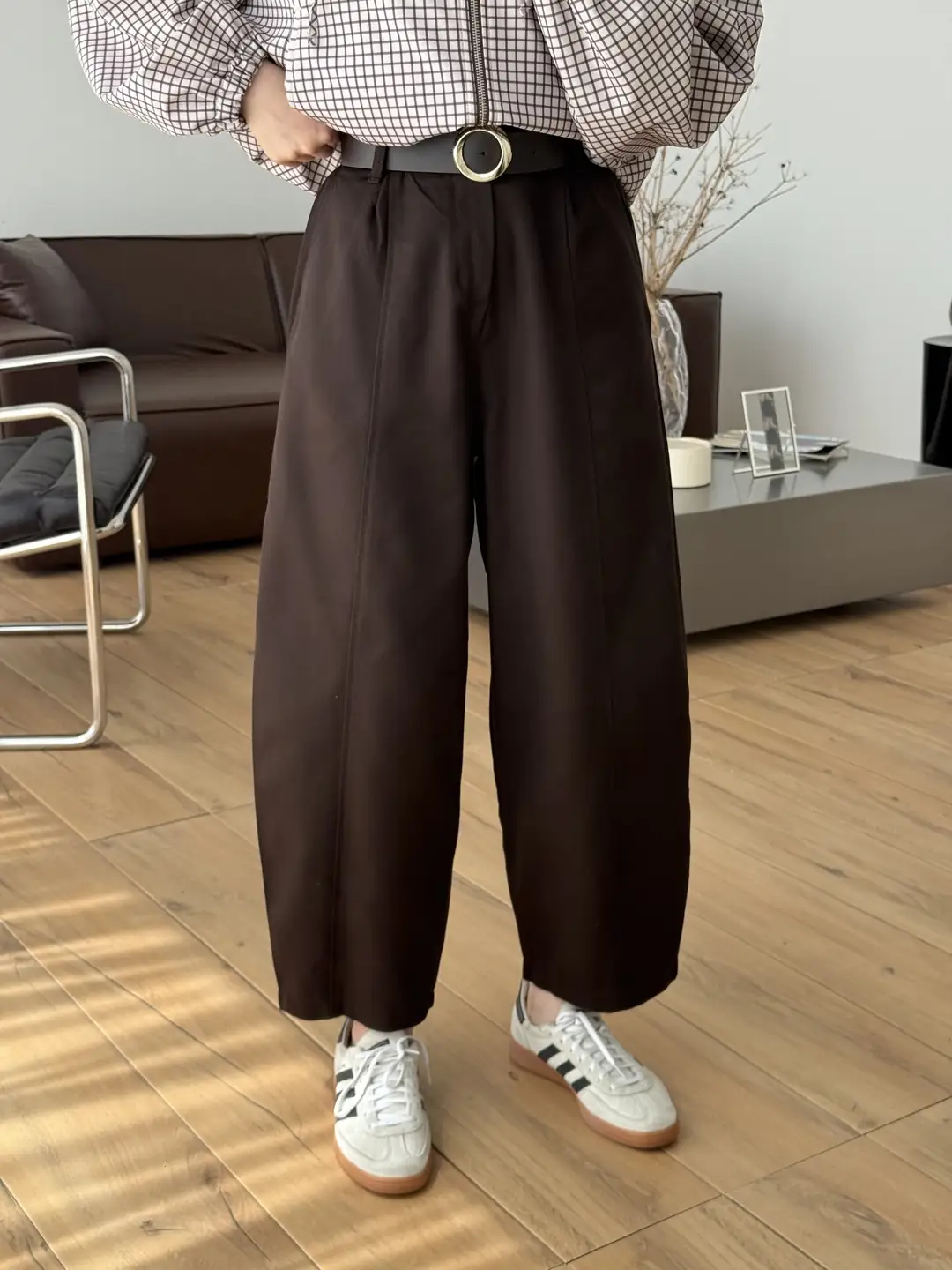Baggy Kemerli Pantolon Kahve
