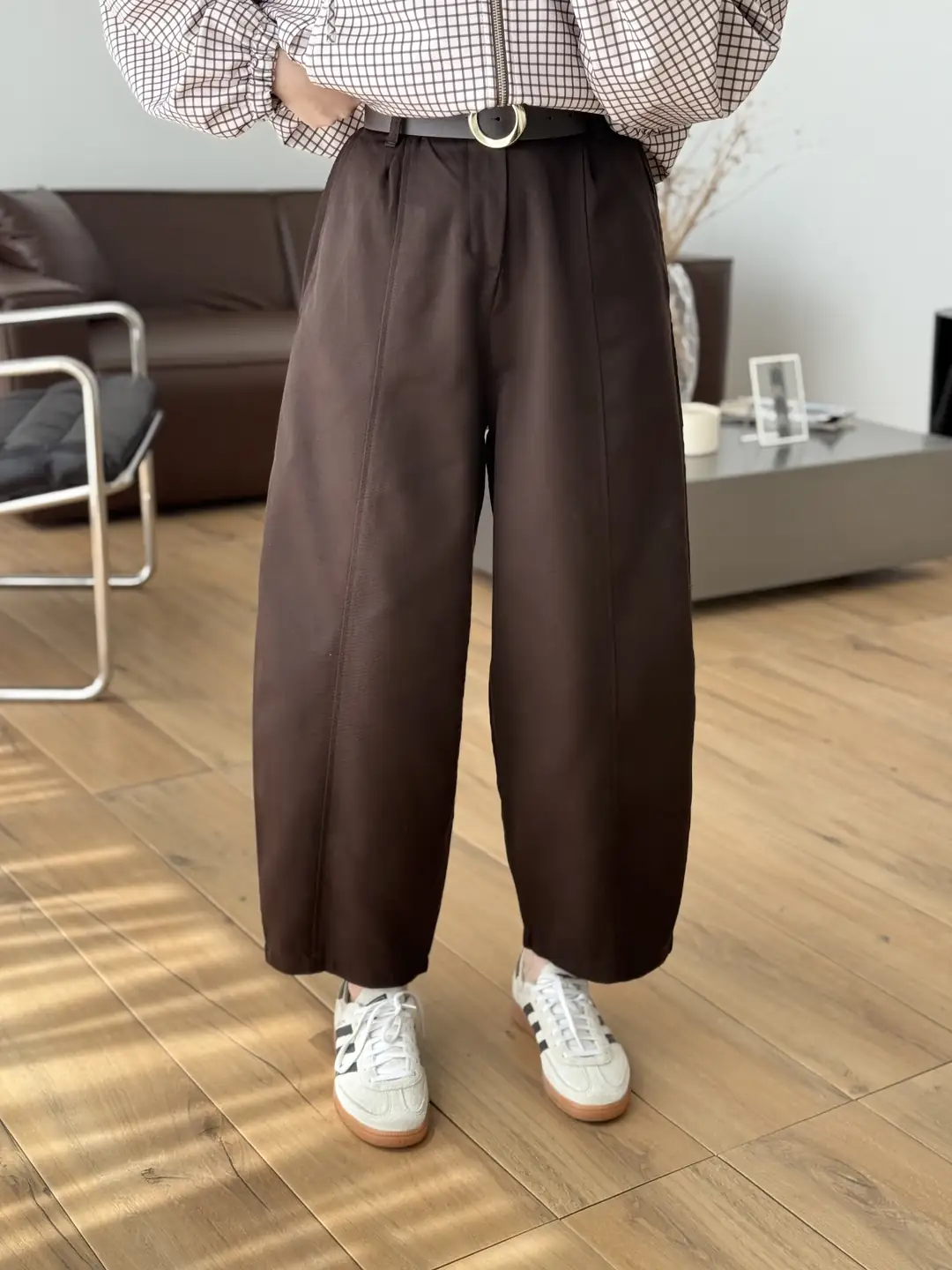 Baggy Kemerli Pantolon Kahve