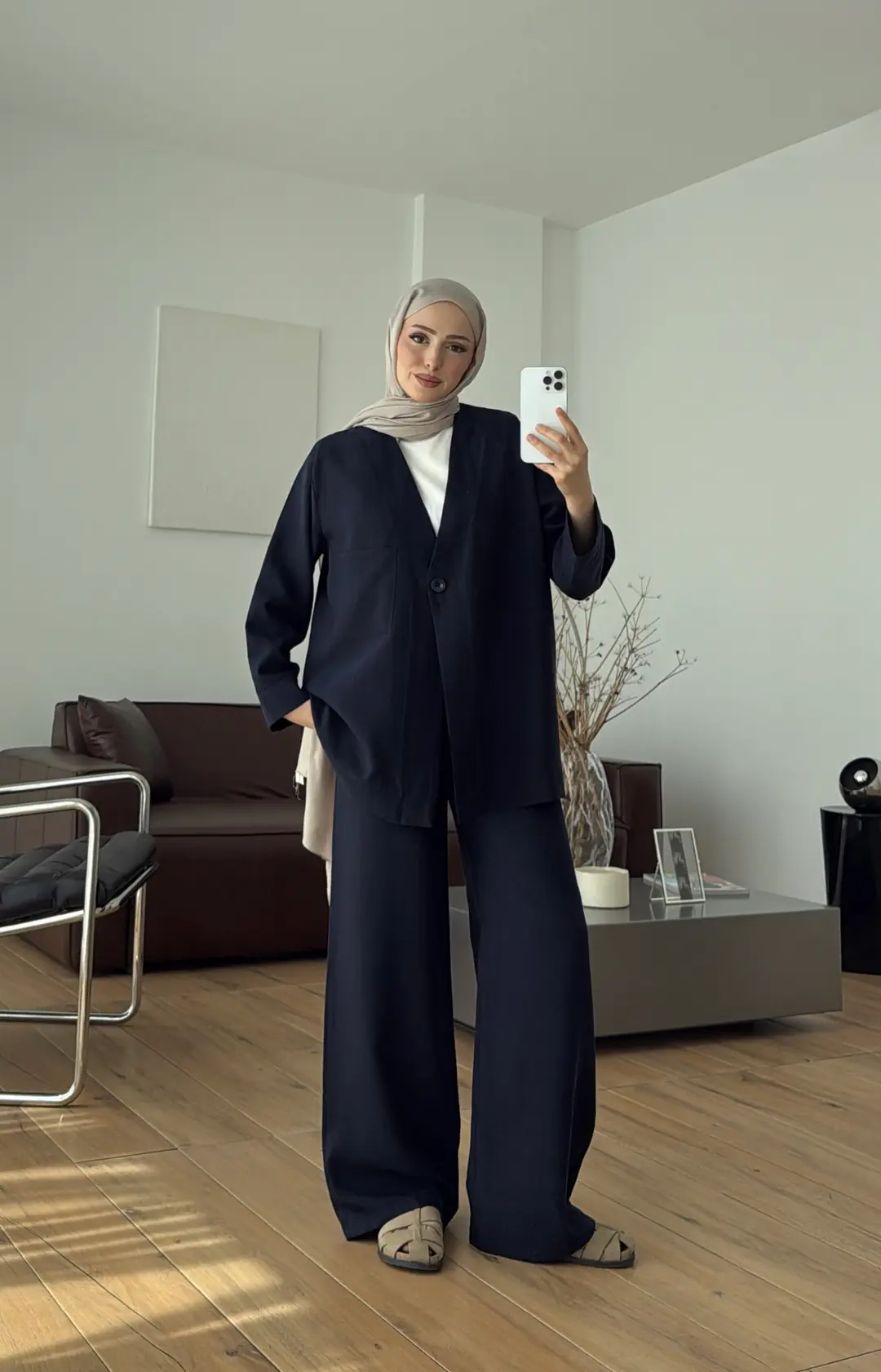 Tek Düğmeli Modal Takım Lacivert 