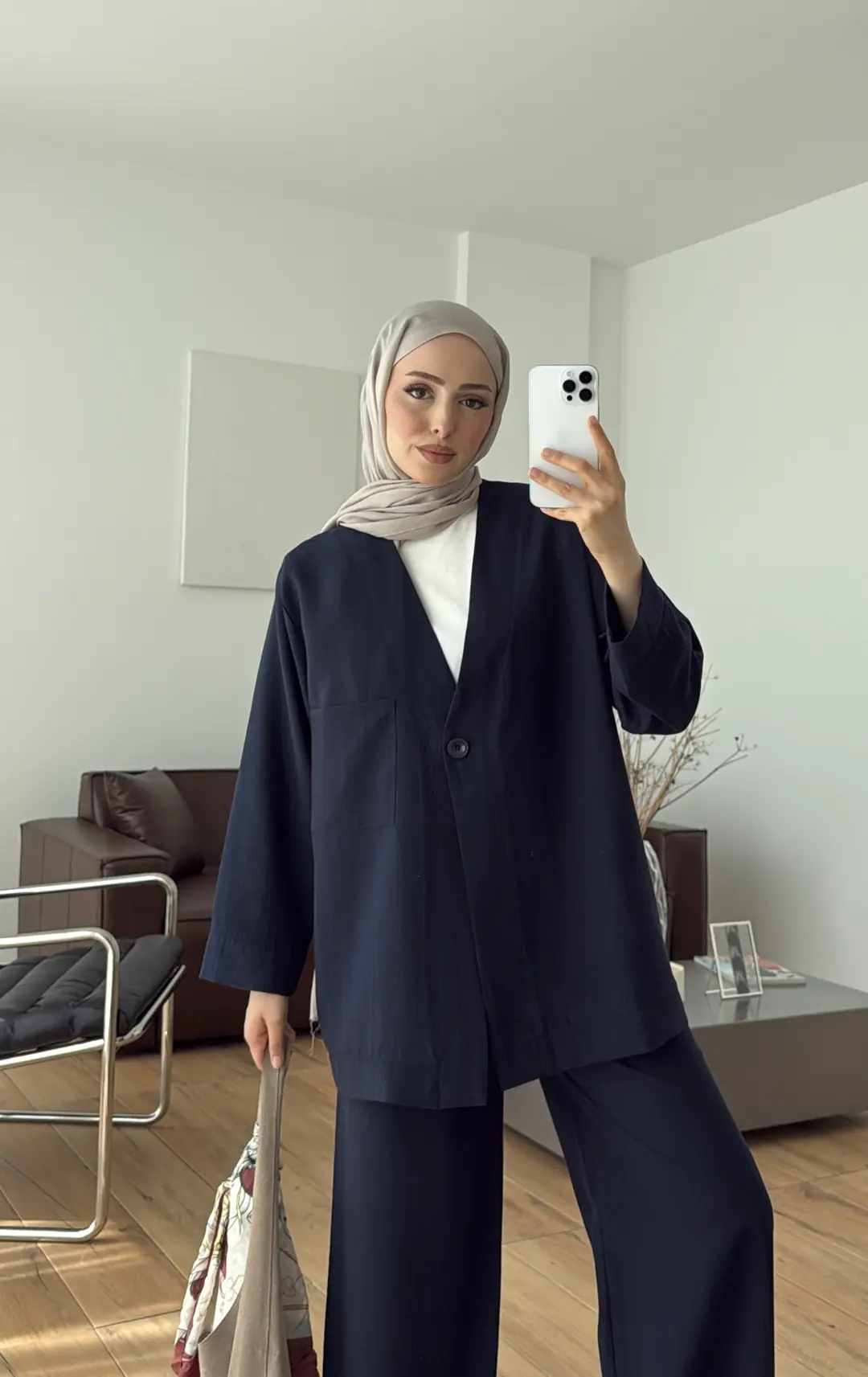 Tek Düğmeli Modal Takım Lacivert 