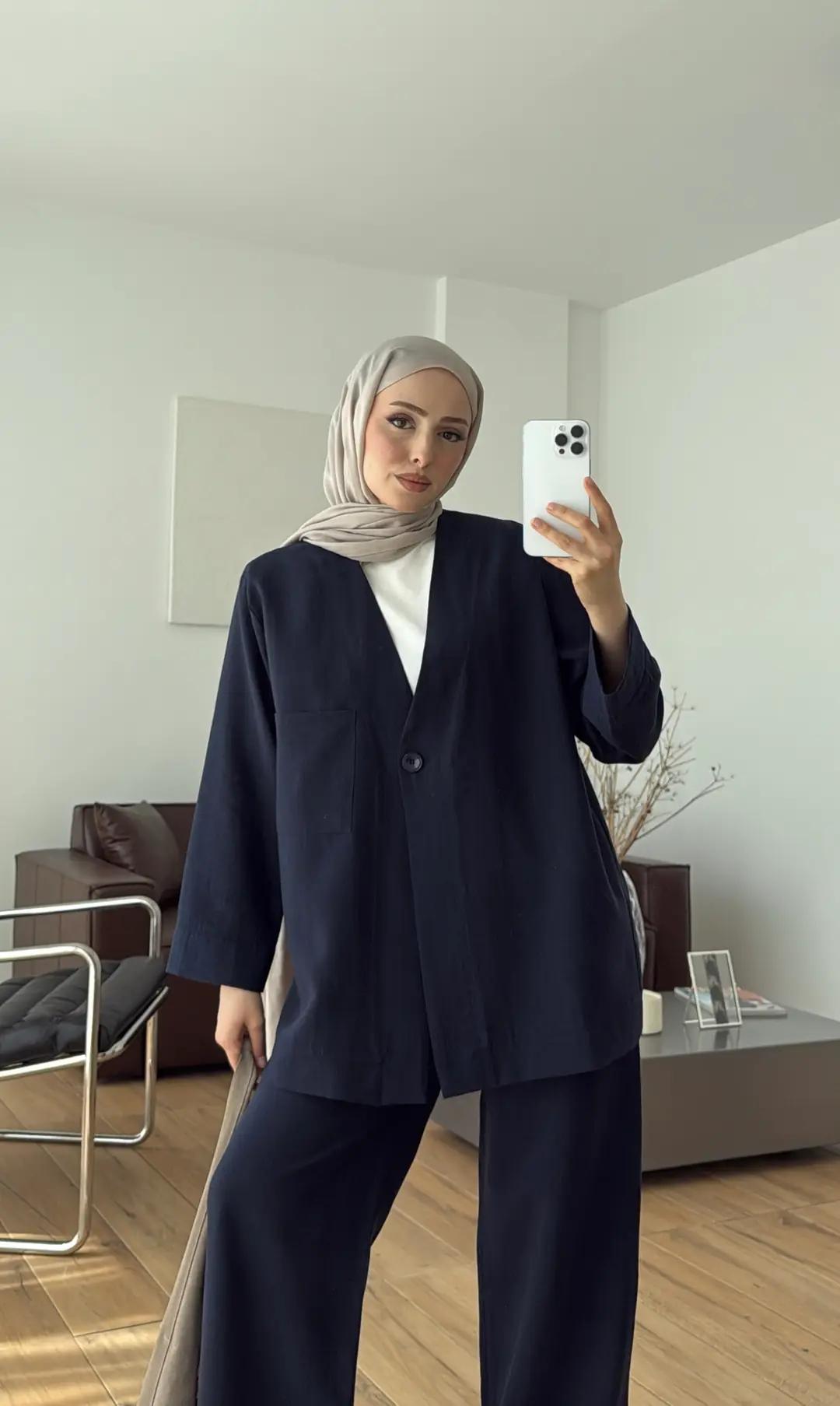 Tek Düğmeli Modal Takım Lacivert 