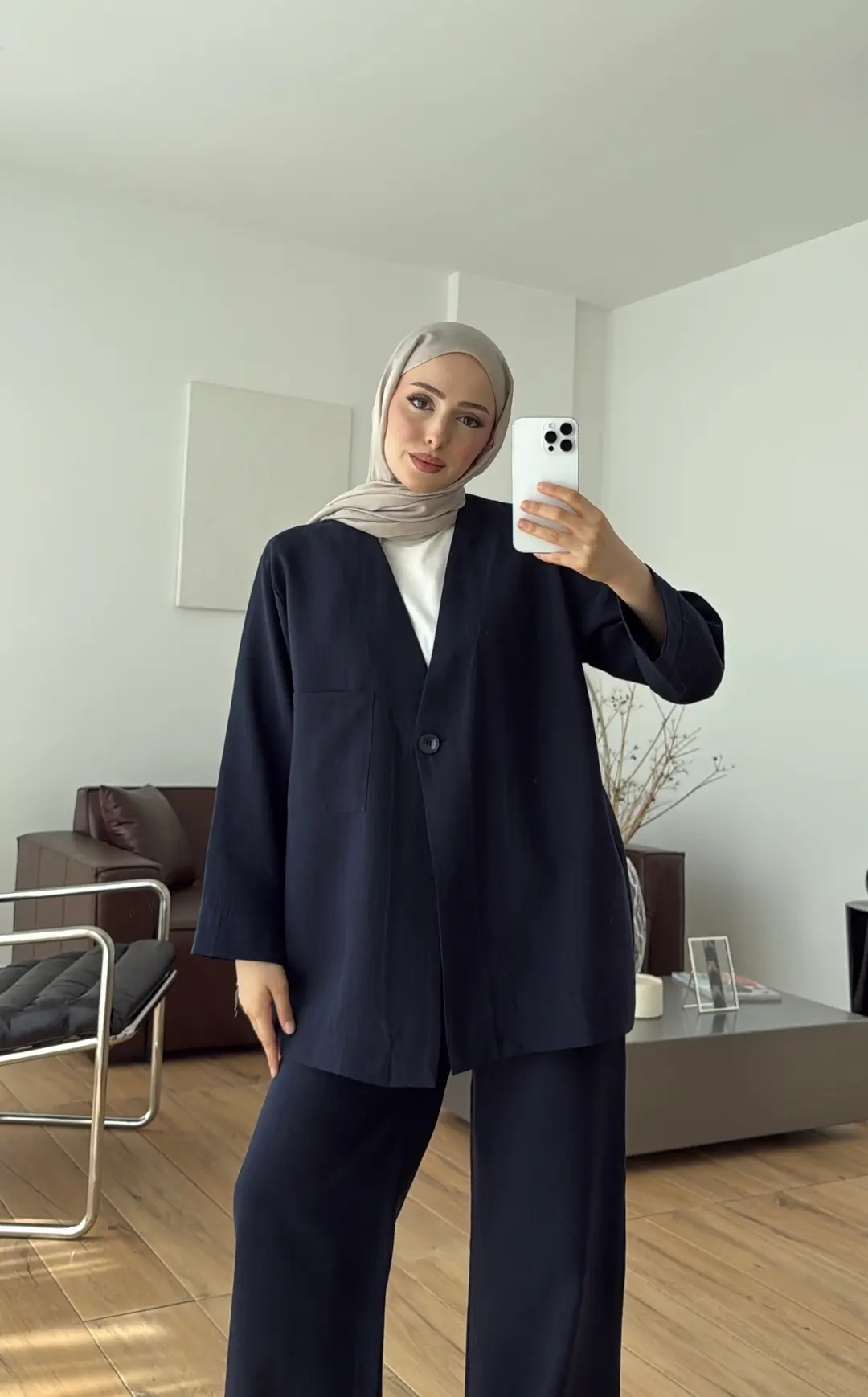 Tek Düğmeli Modal Takım Lacivert 