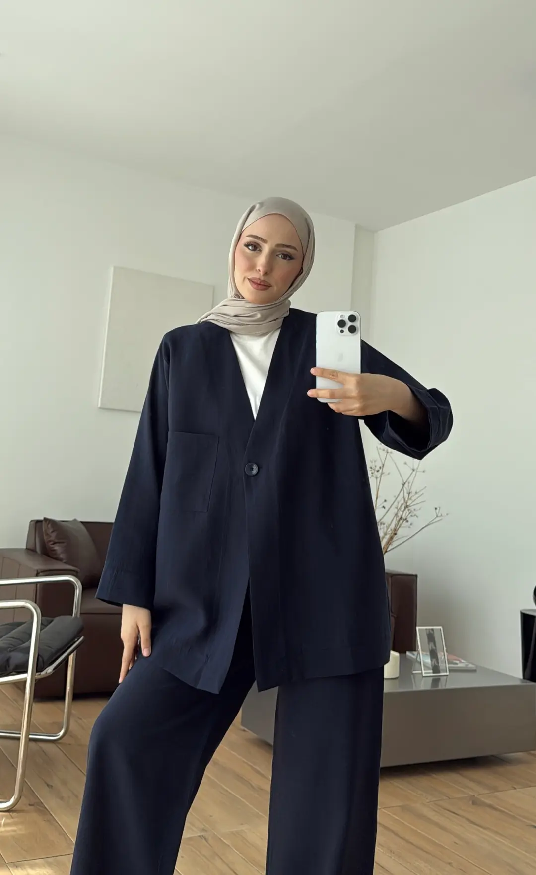 Tek Düğmeli Modal Takım Lacivert 