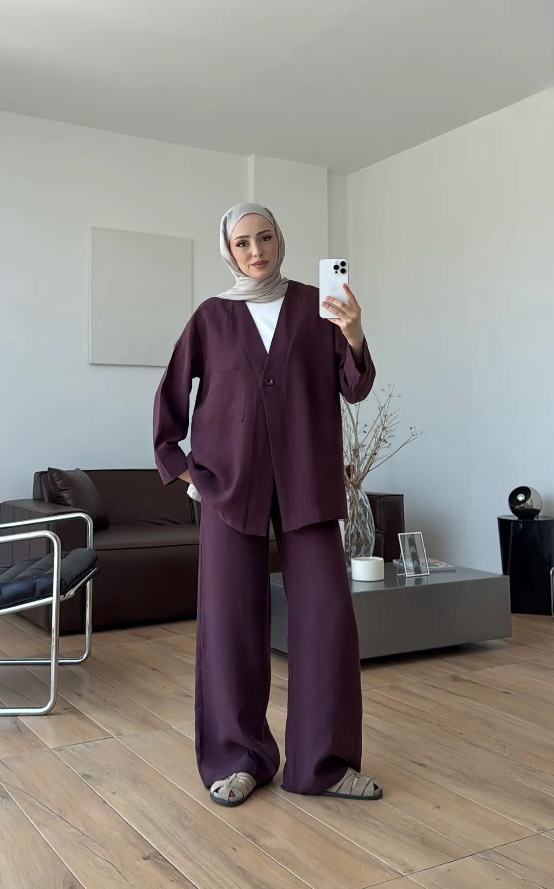 Tek Düğmeli Modal Takım Mürdüm