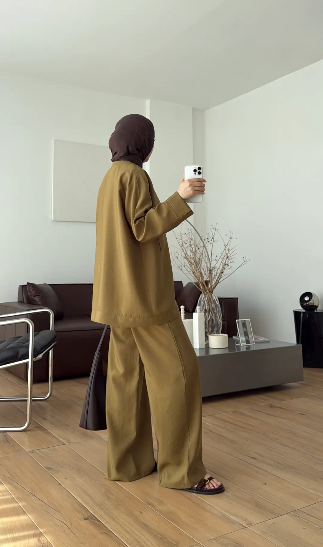 Tek Düğmeli Modal Takım Yağ Yeşili