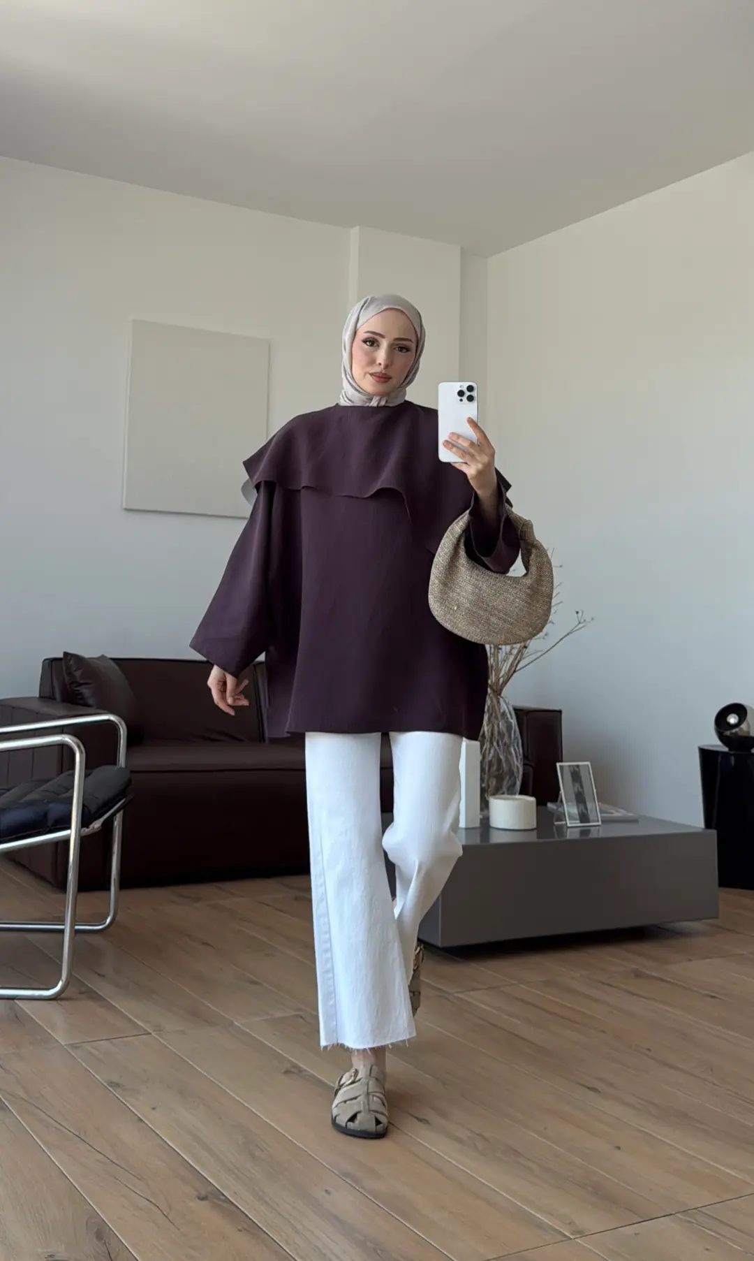 Yarasa Kol Şallı Bluz Mürdüm 