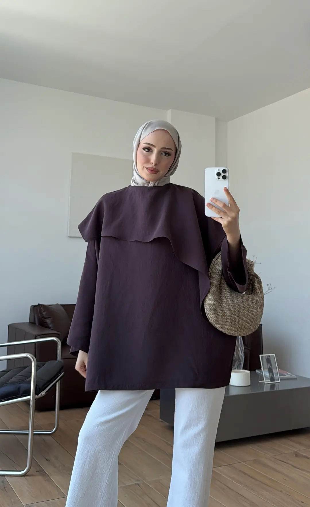 Yarasa Kol Şallı Bluz Mürdüm