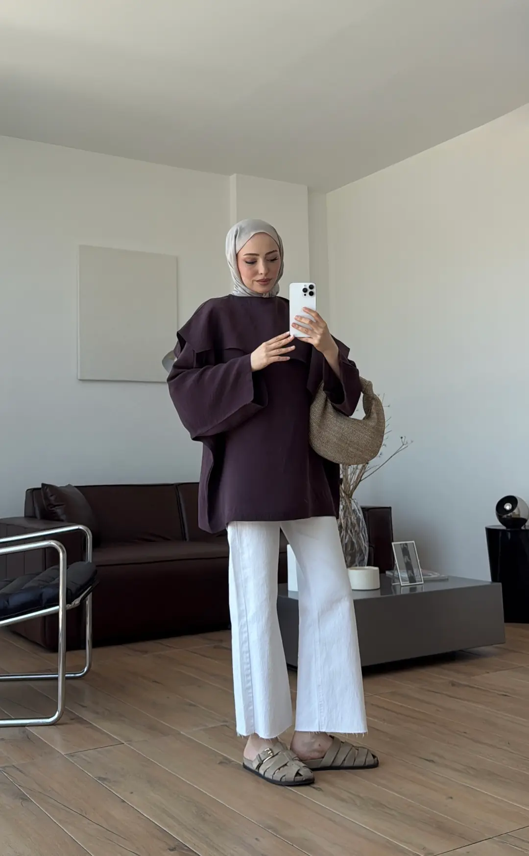 Yarasa Kol Şallı Bluz Mürdüm