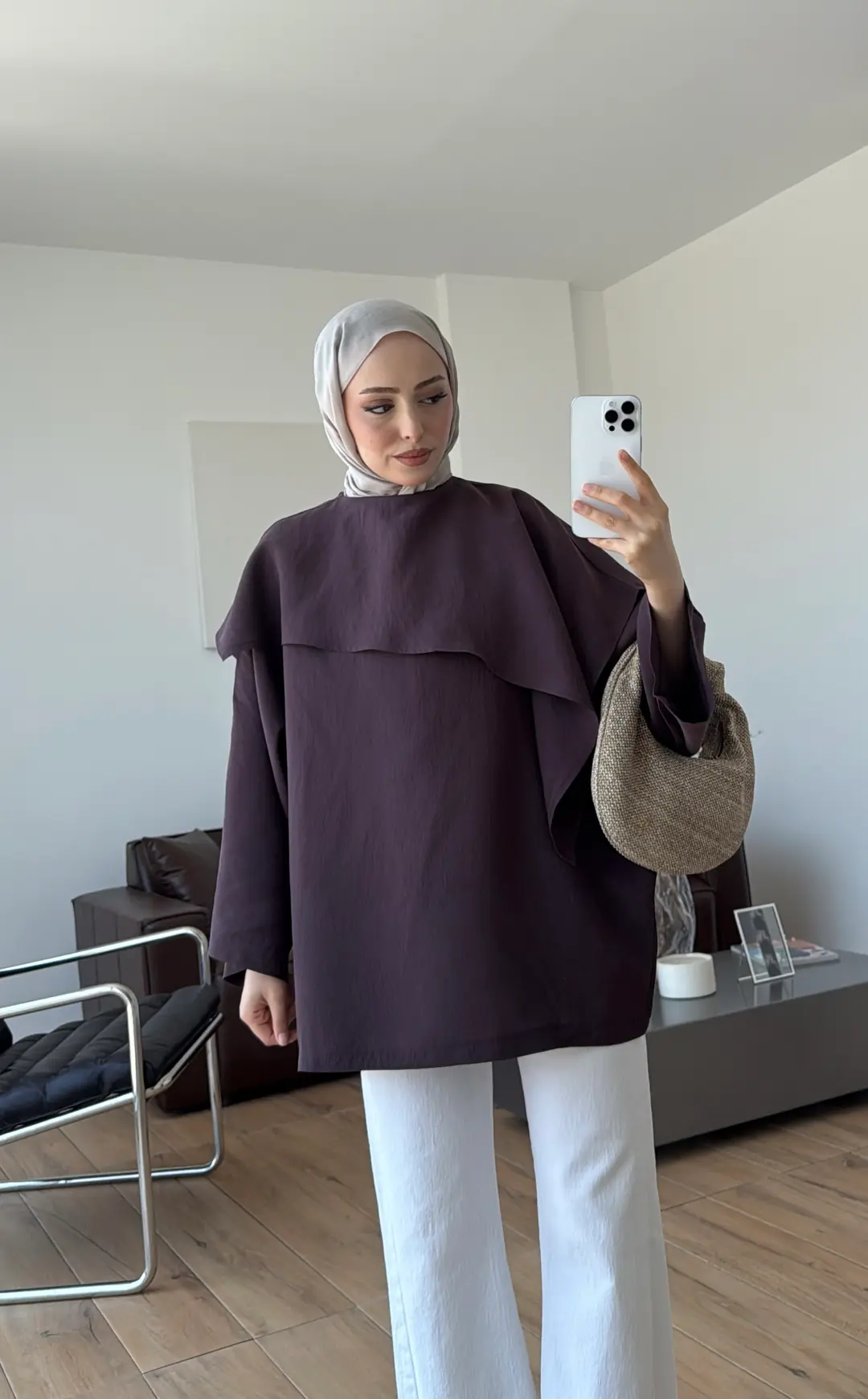 Yarasa Kol Şallı Bluz Mürdüm