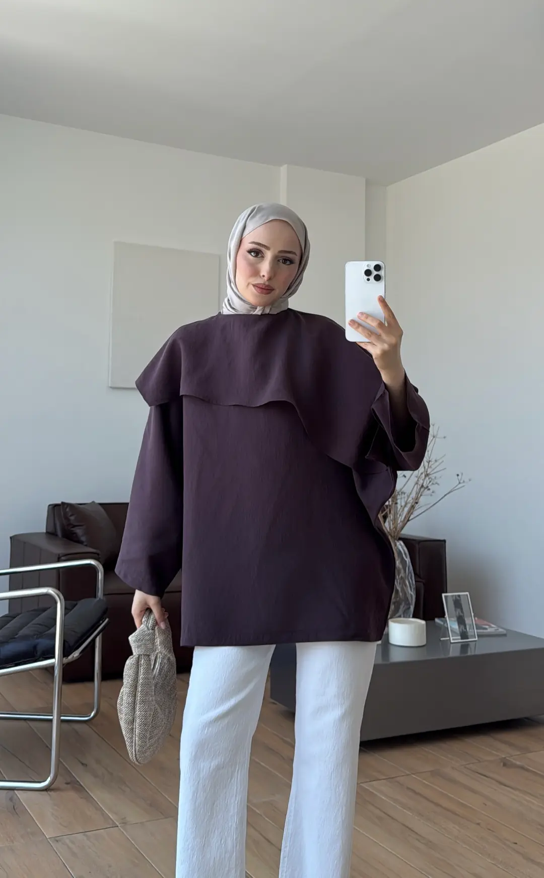 Yarasa Kol Şallı Bluz Mürdüm