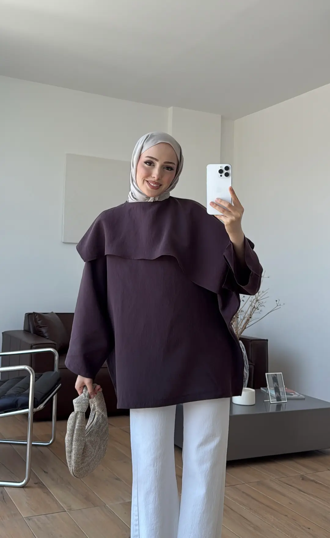 Yarasa Kol Şallı Bluz Mürdüm