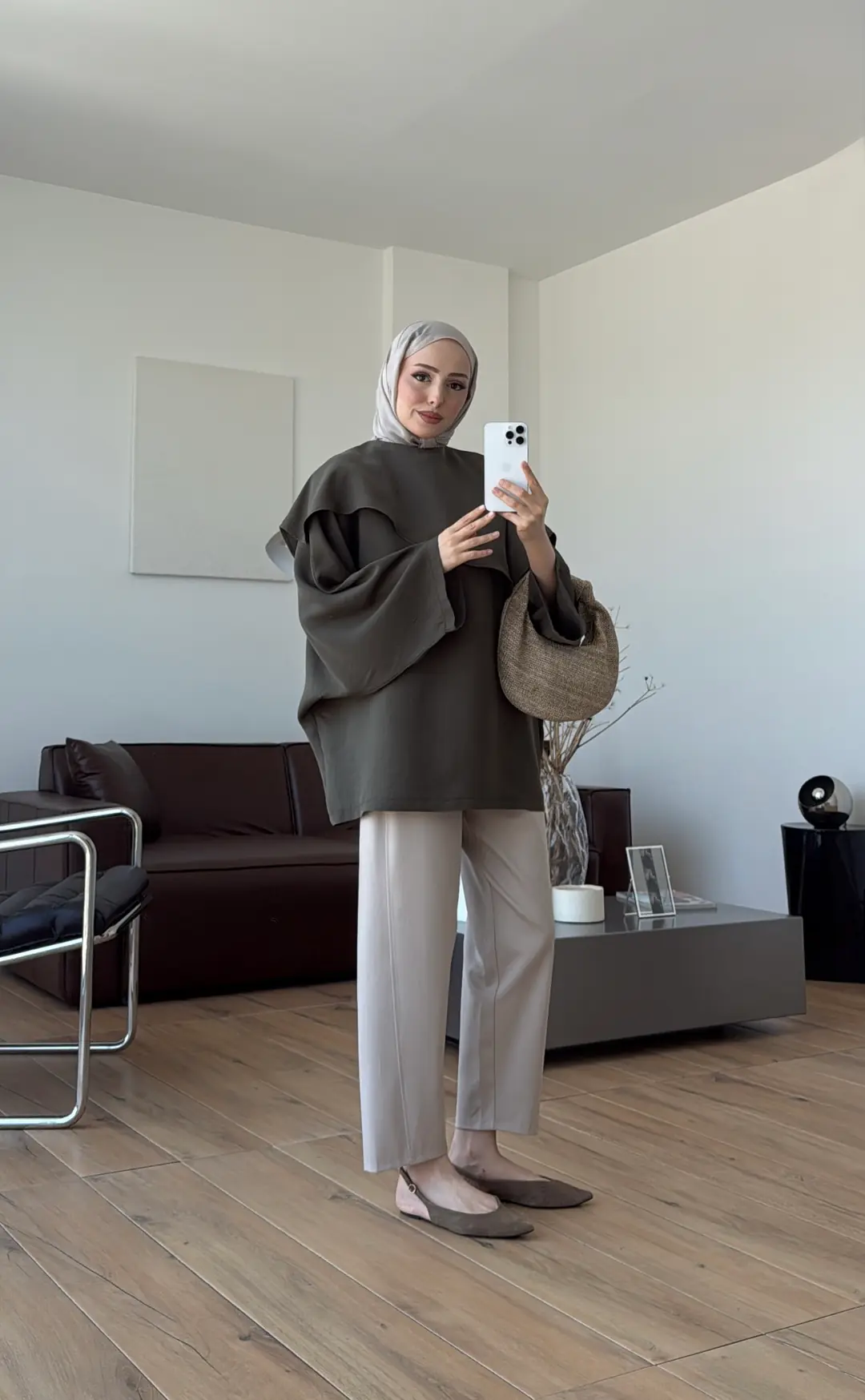 Yarasa Kol Şallı Bluz Haki