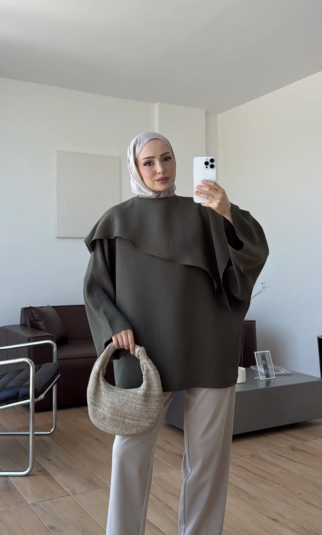 Yarasa Kol Şallı Bluz Haki