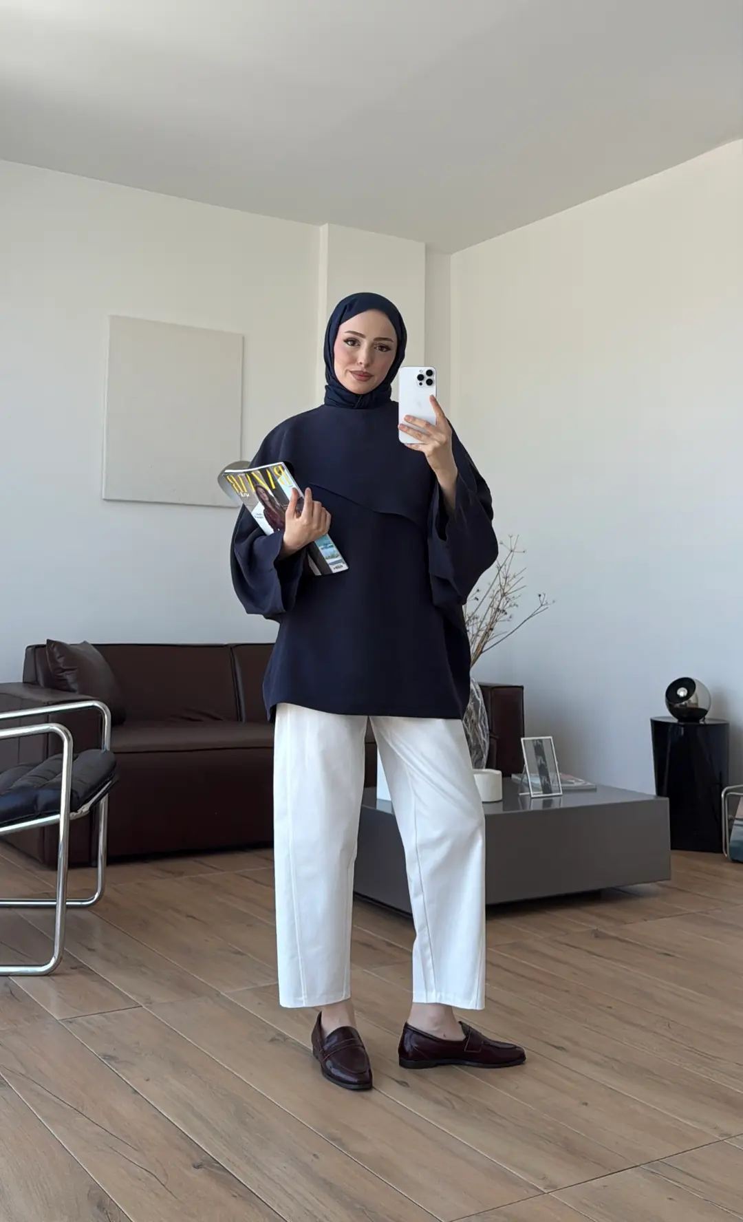 Yarasa Kol Şallı Bluz Lacivert