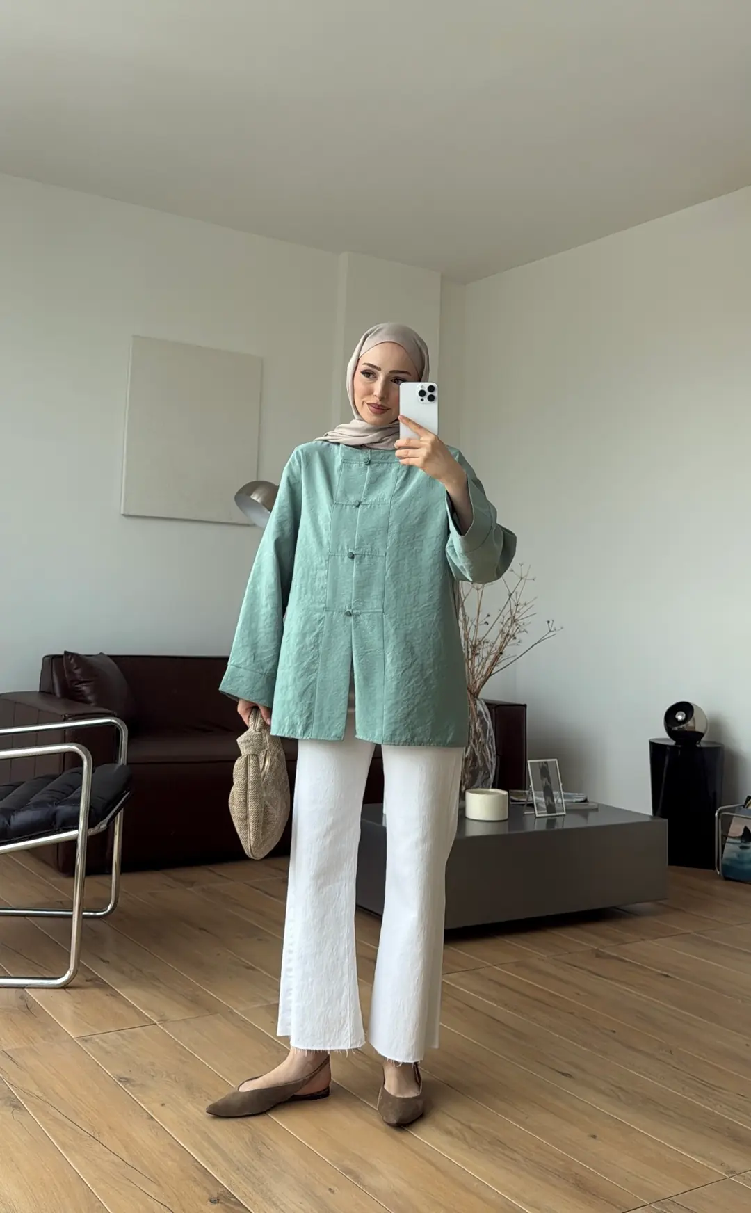 Süslü Düğmeli Bluz Mint