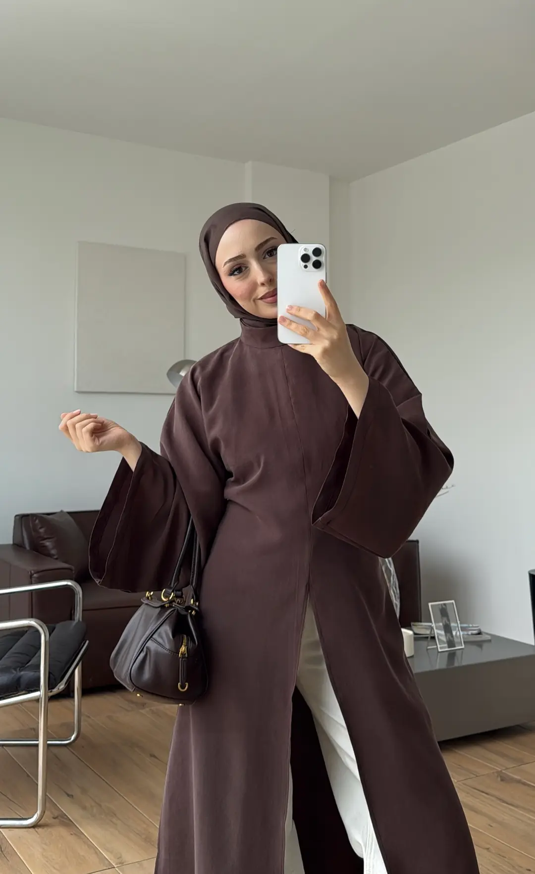 Yırtmaç Detaylı Tunik Kahve
