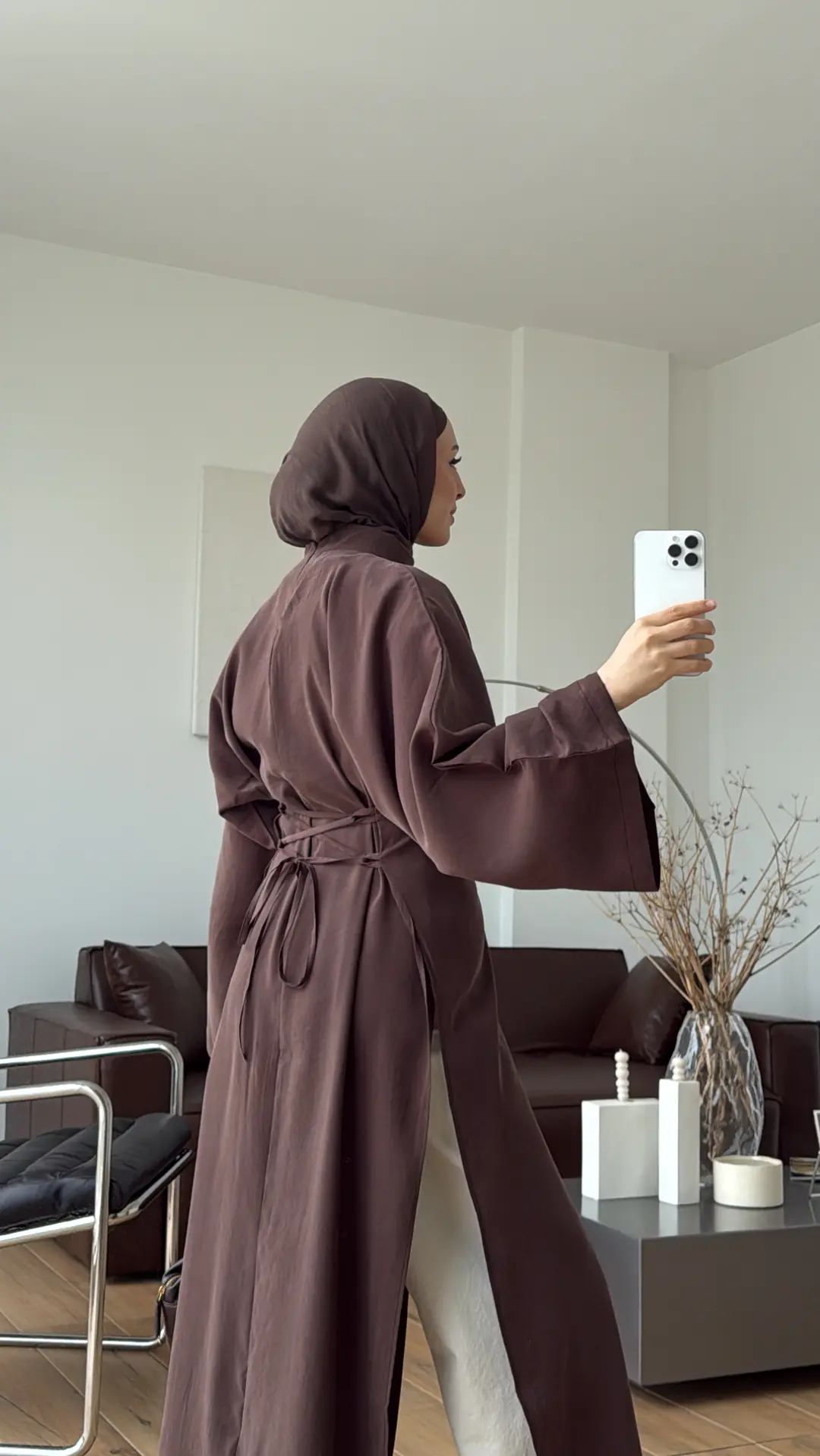 Yırtmaç Detaylı Tunik Kahve