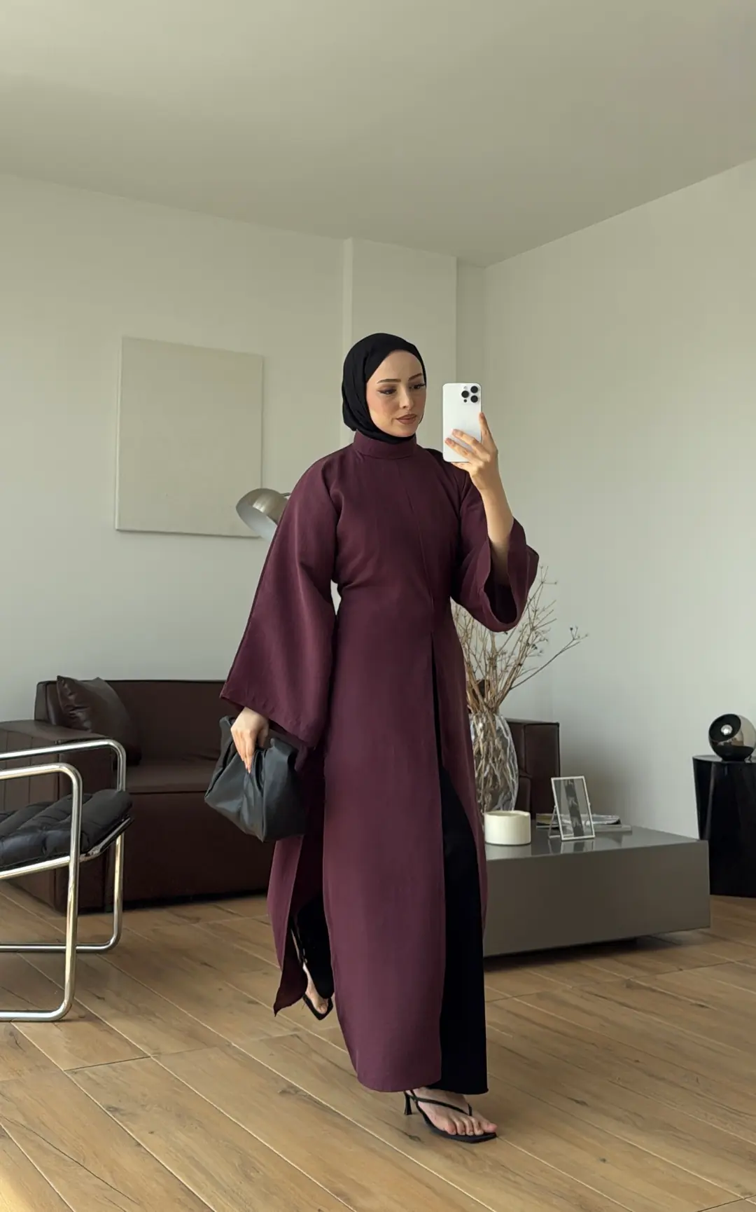 Yırtmaç Detaylı Tunik Bordo