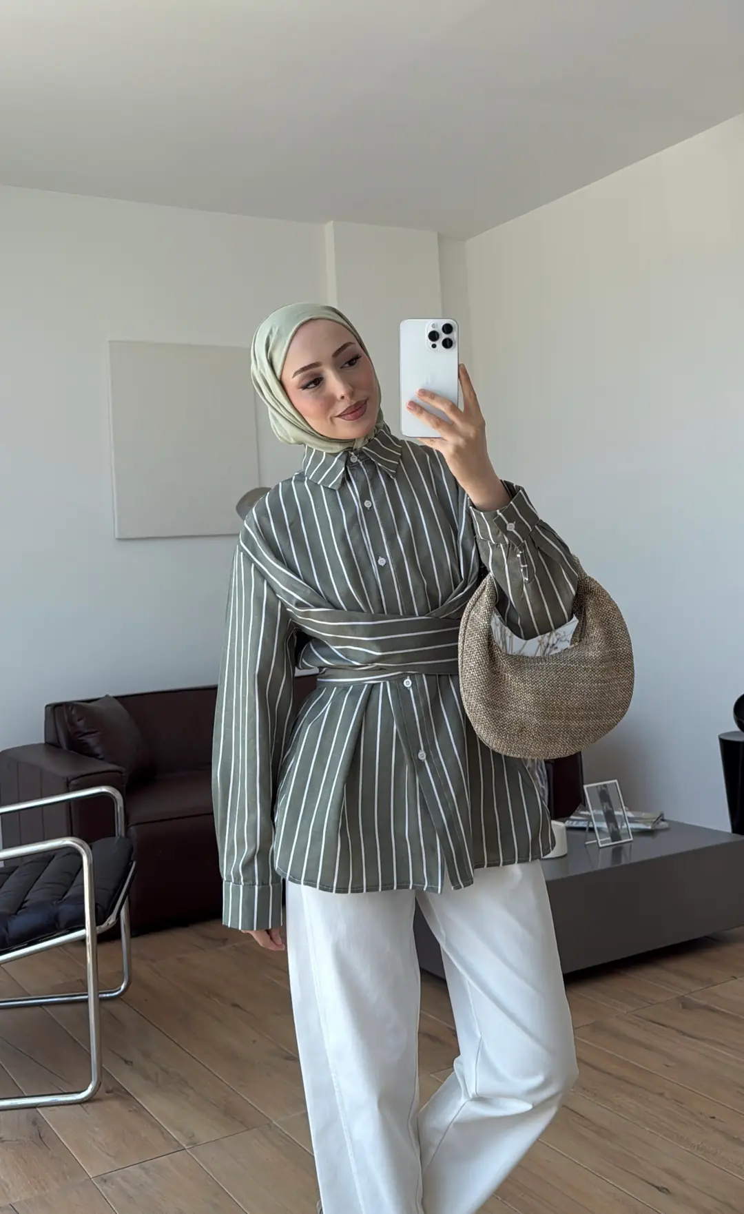 Çapraz Baglamalı Çizgili Gömlek Cağla