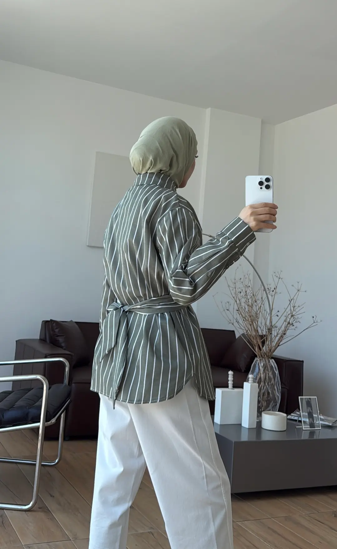 Çapraz Baglamalı Çizgili Gömlek Cağla