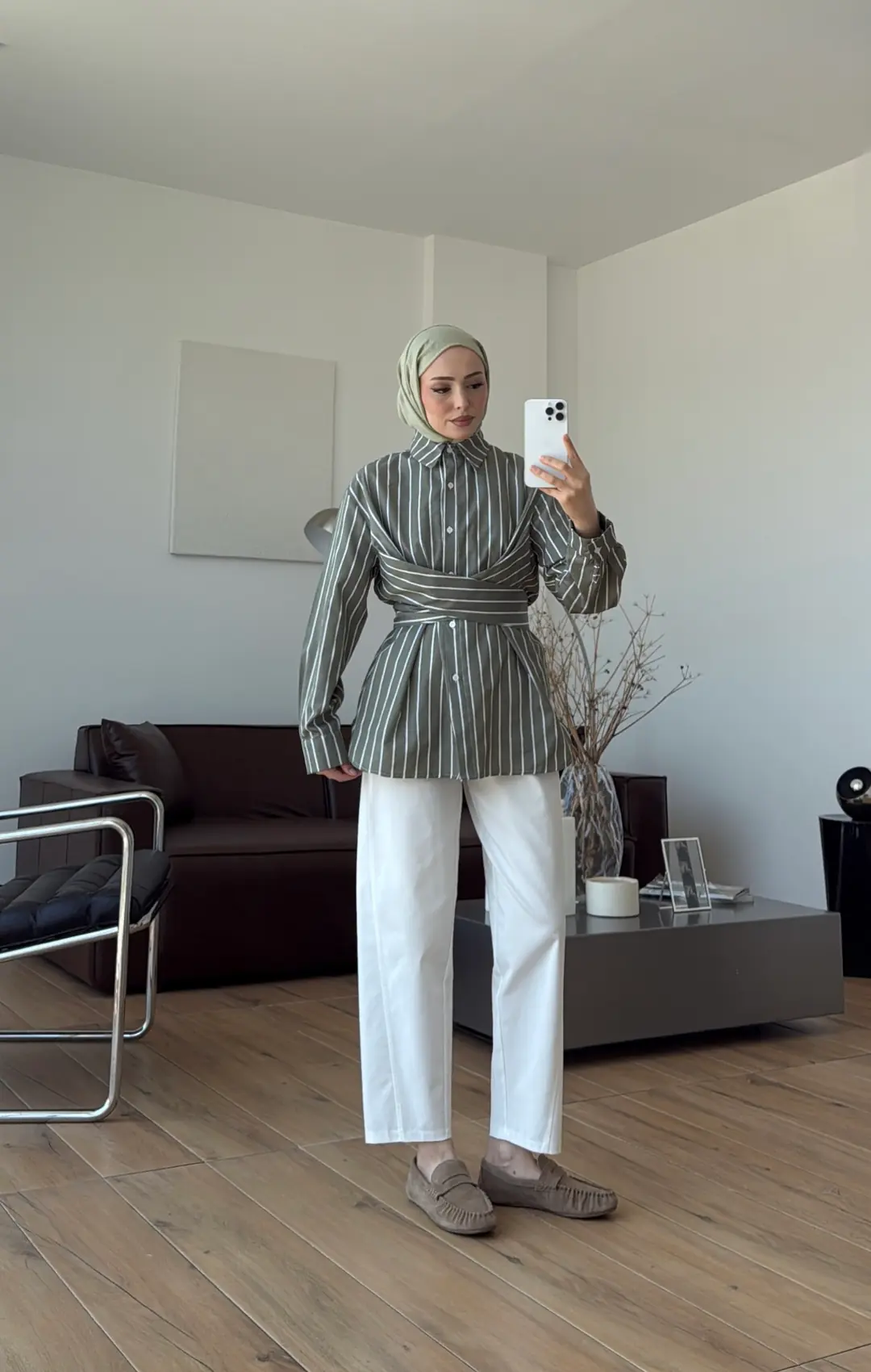 Çapraz Baglamalı Çizgili Gömlek Cağla