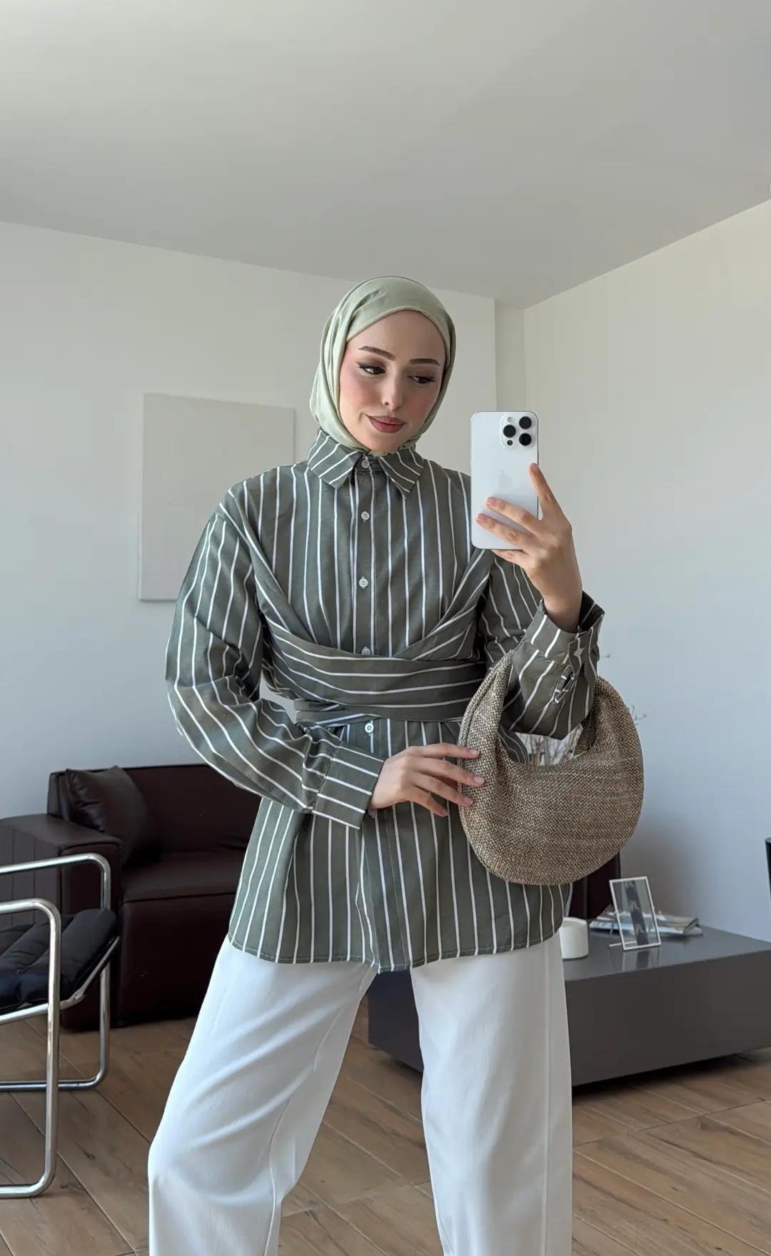 Çapraz Baglamalı Çizgili Gömlek Cağla
