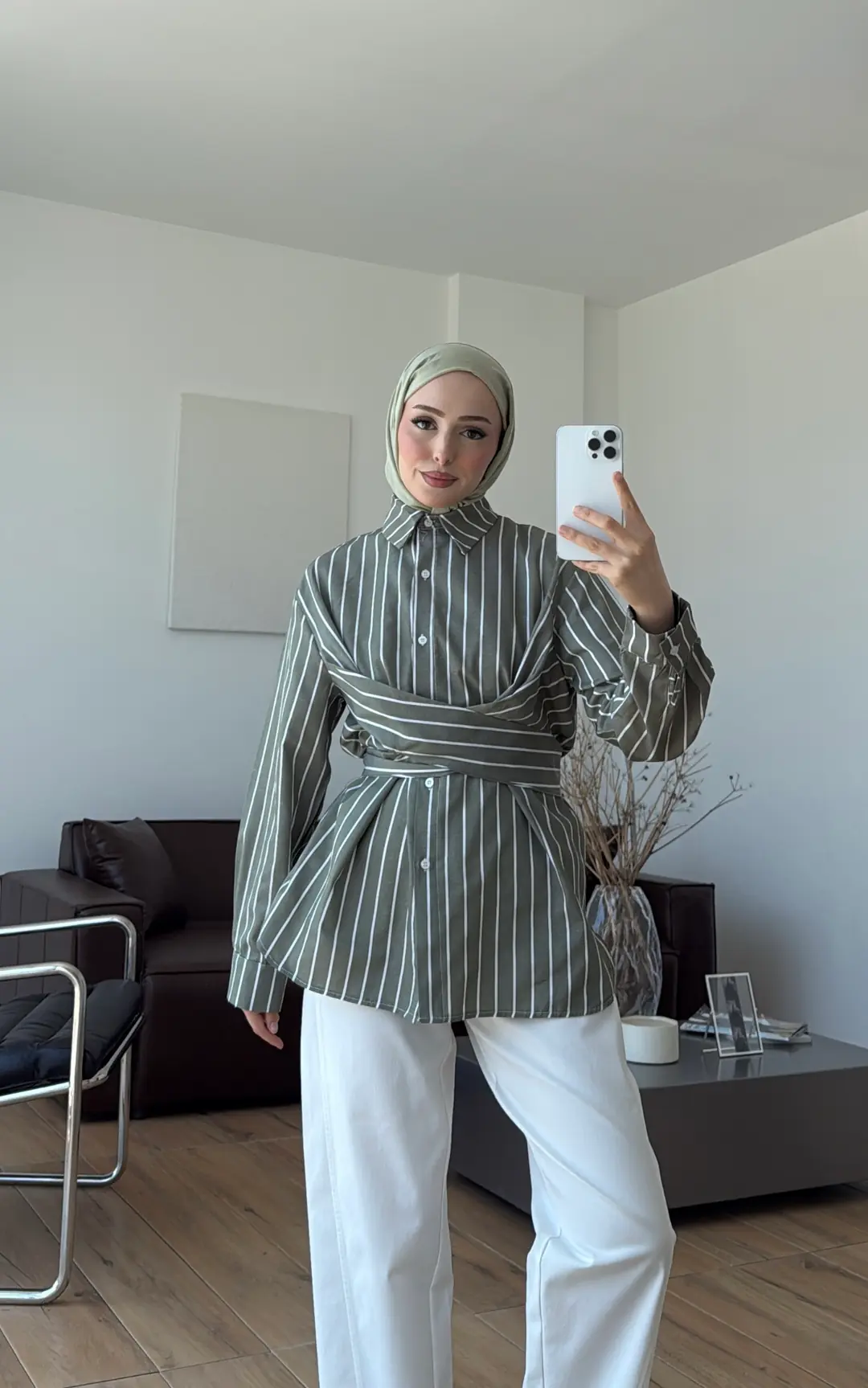 Çapraz Baglamalı Çizgili Gömlek Cağla