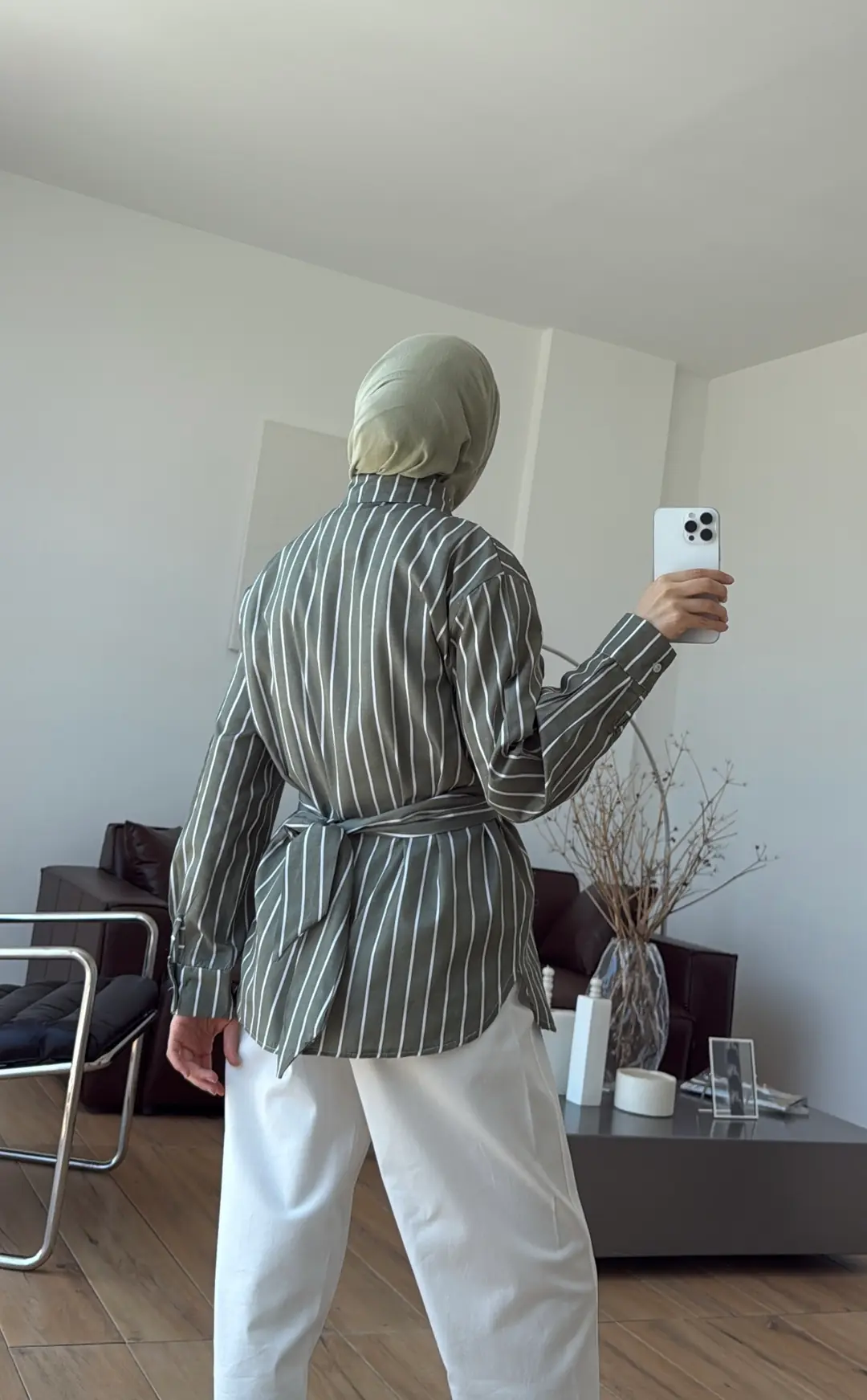 Çapraz Baglamalı Çizgili Gömlek Cağla