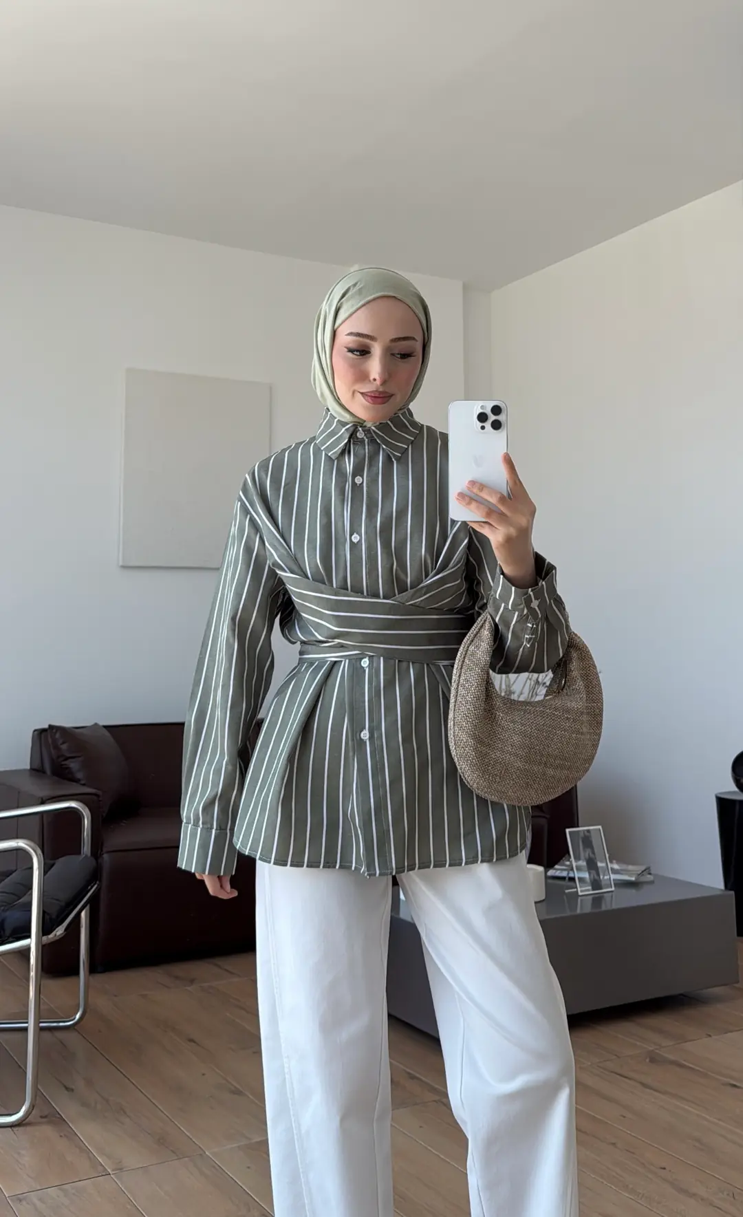 Çapraz Baglamalı Çizgili Gömlek Cağla