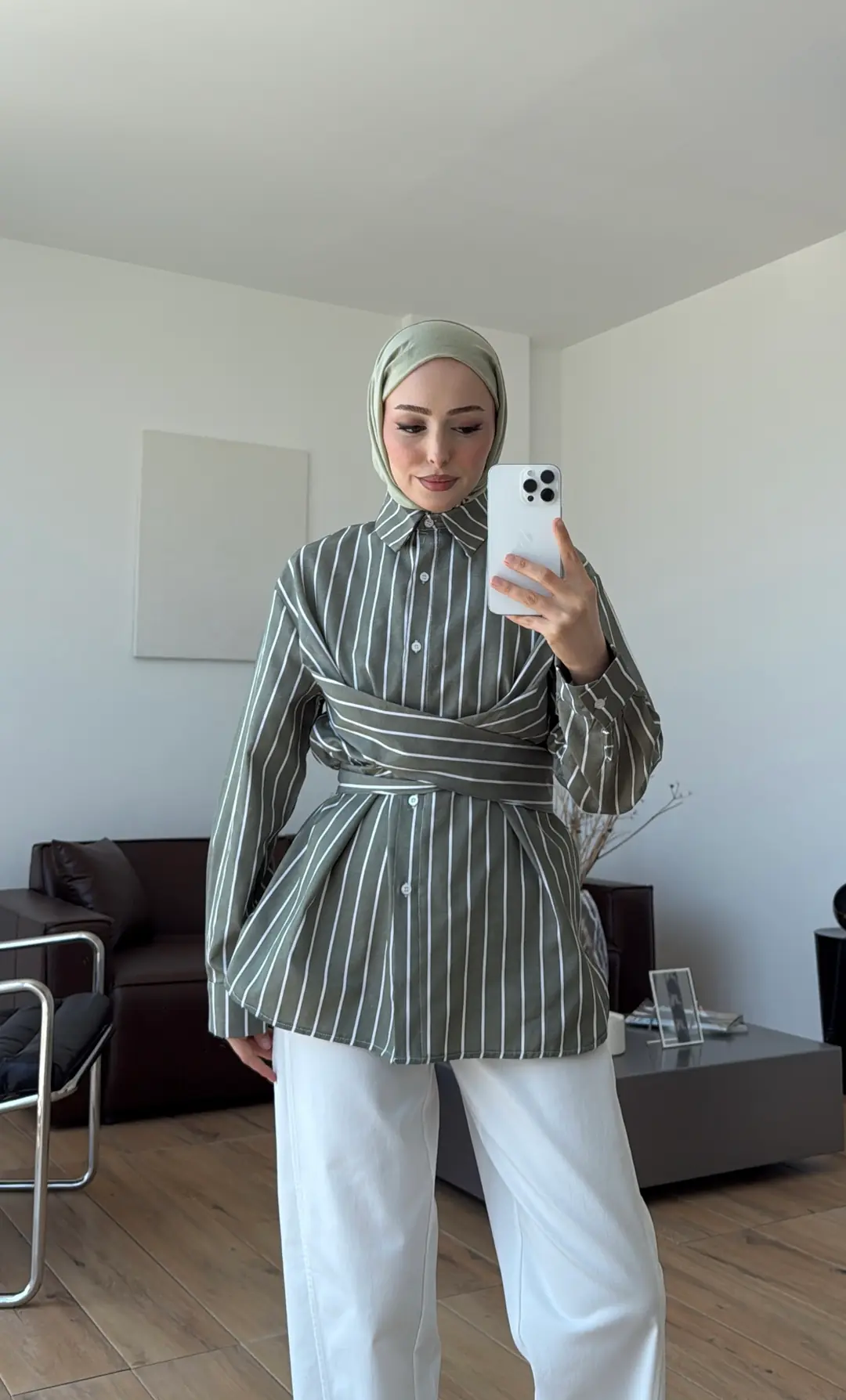 Çapraz Baglamalı Çizgili Gömlek Cağla