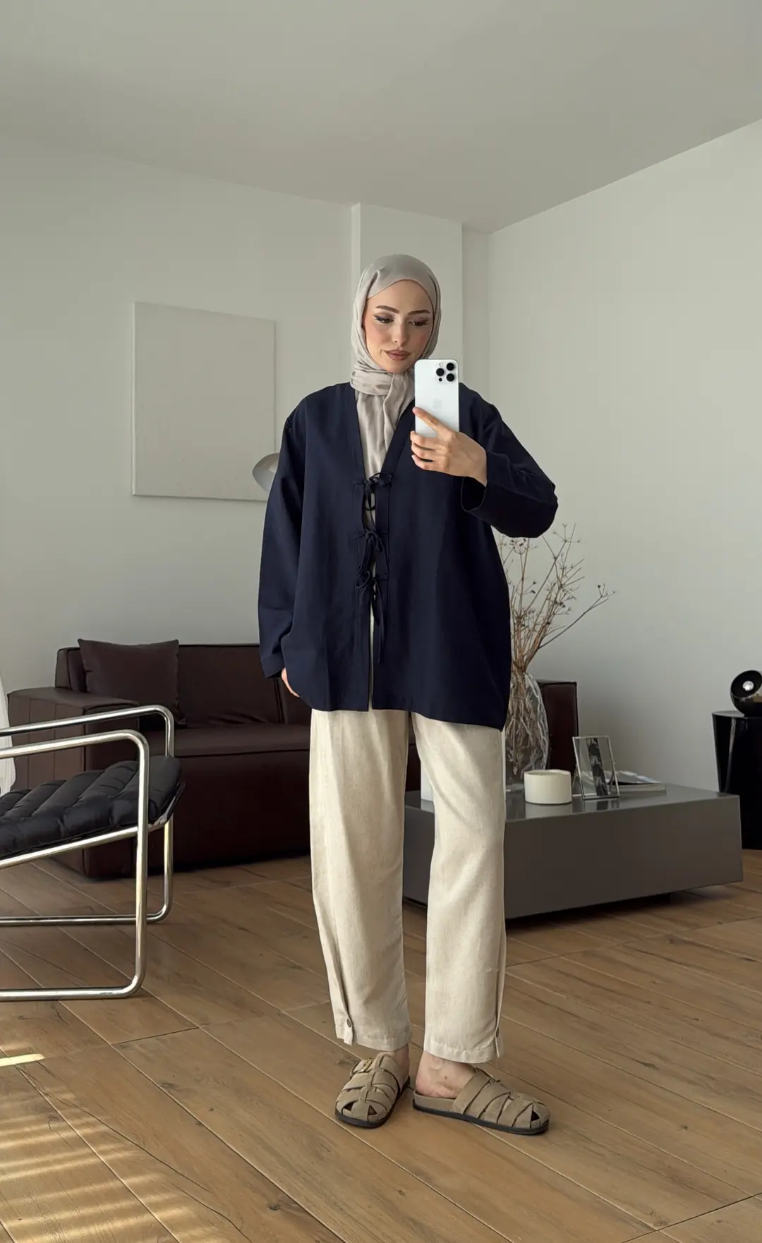 Üç Bağlamalı Kimono Lacivert