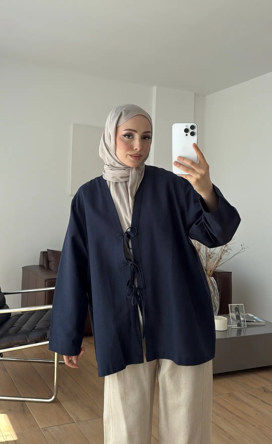 Üç Bağlamalı Kimono Lacivert